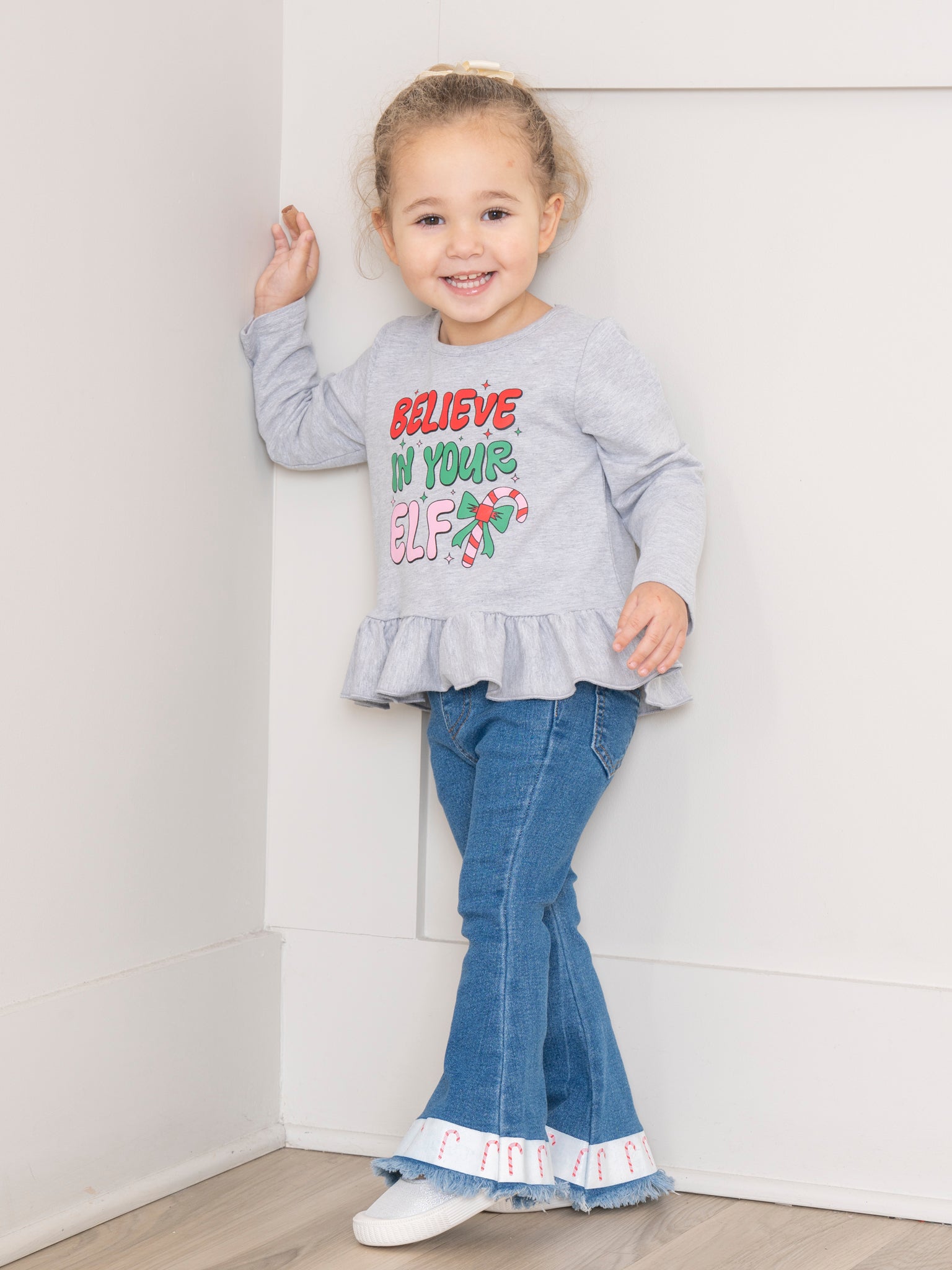 Grey Elf Denim Bell Bottoms Outfit - Marie Nicole Clothing