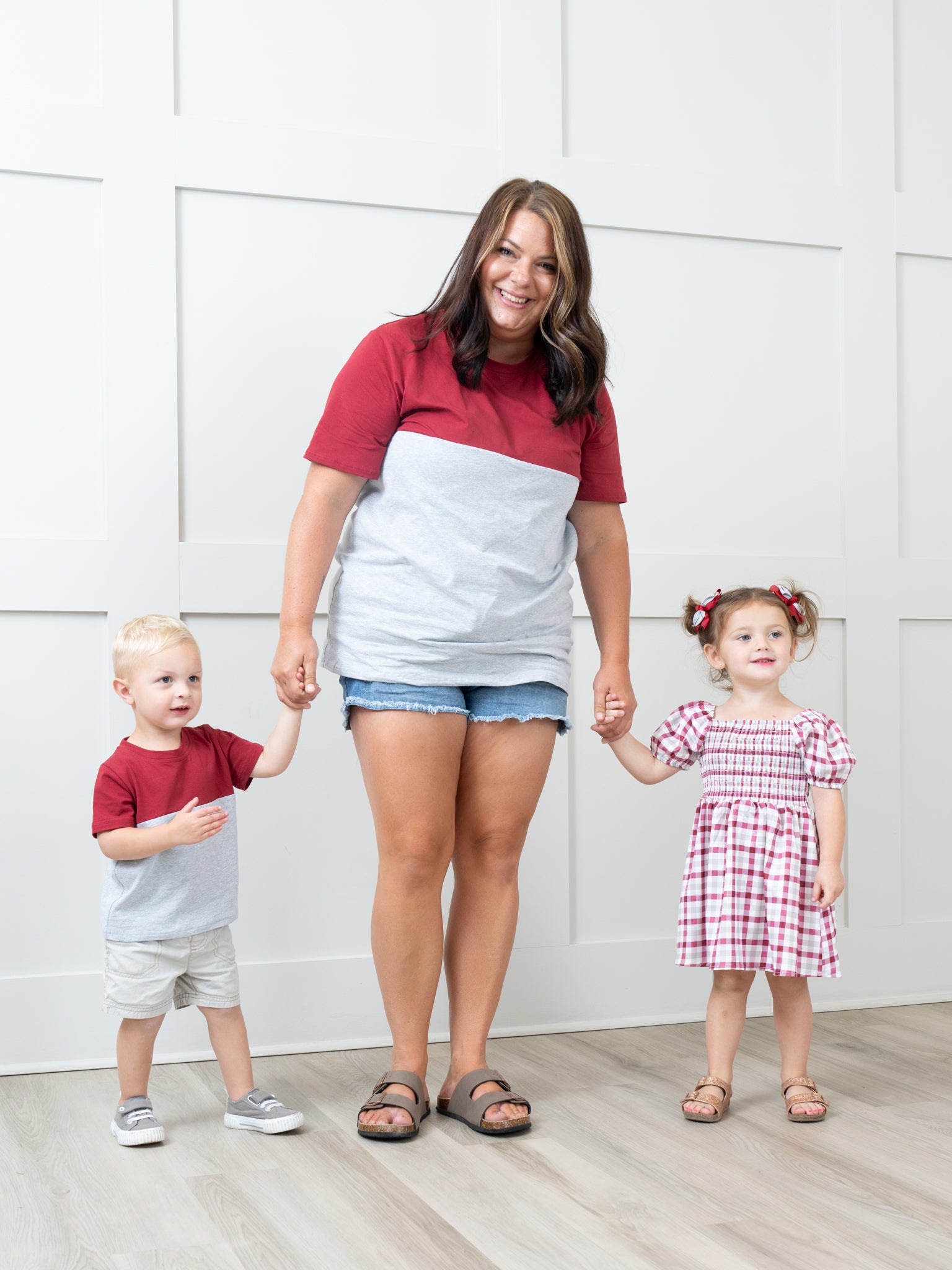 Crimson & Grey Smocked Plaid Dress - Marie Nicole Clothing