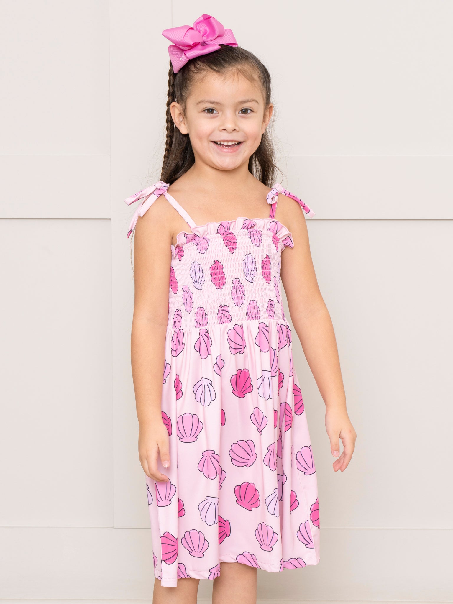 Pink Smocked Seashells Dress - Marie Nicole Clothing