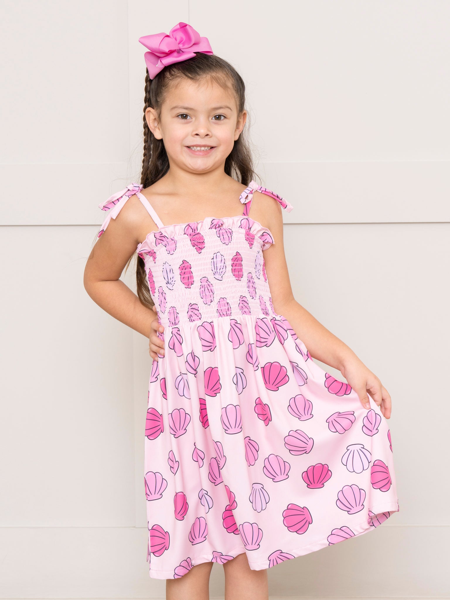 Pink Smocked Seashells Dress - Marie Nicole Clothing