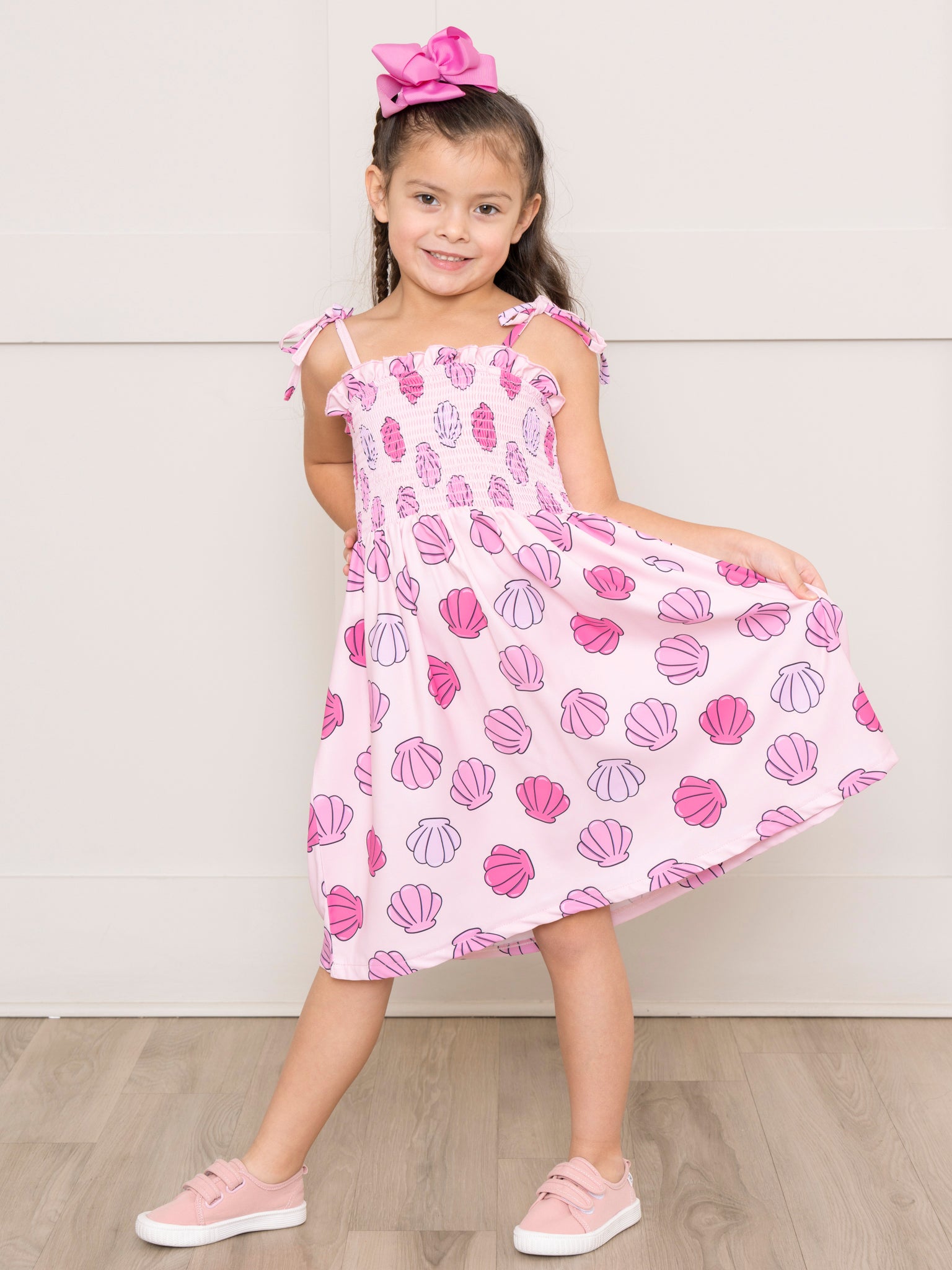 Pink Smocked Seashells Dress - Marie Nicole Clothing
