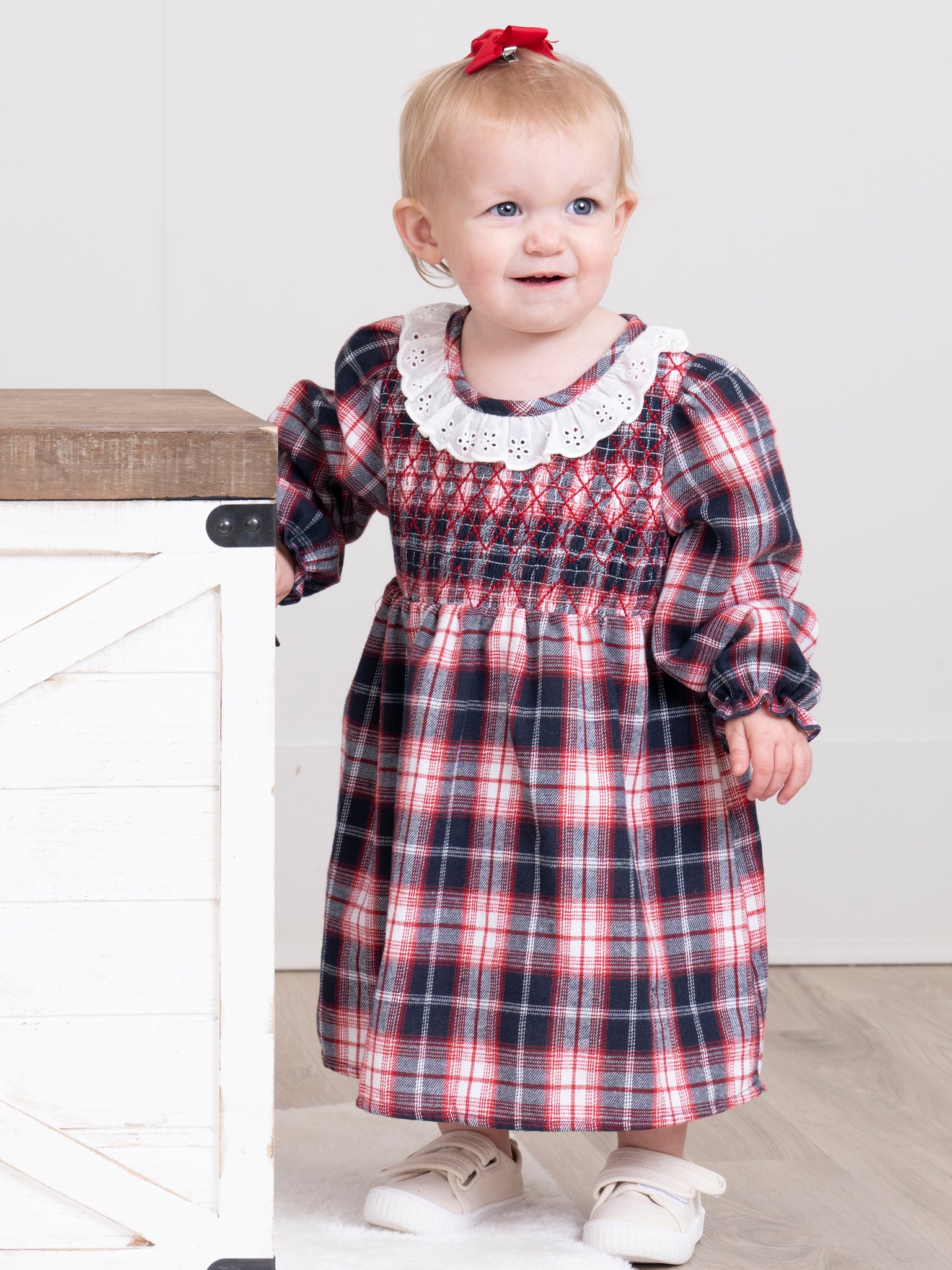 Joyous Plaid Smocked Dress - Marie Nicole Clothing