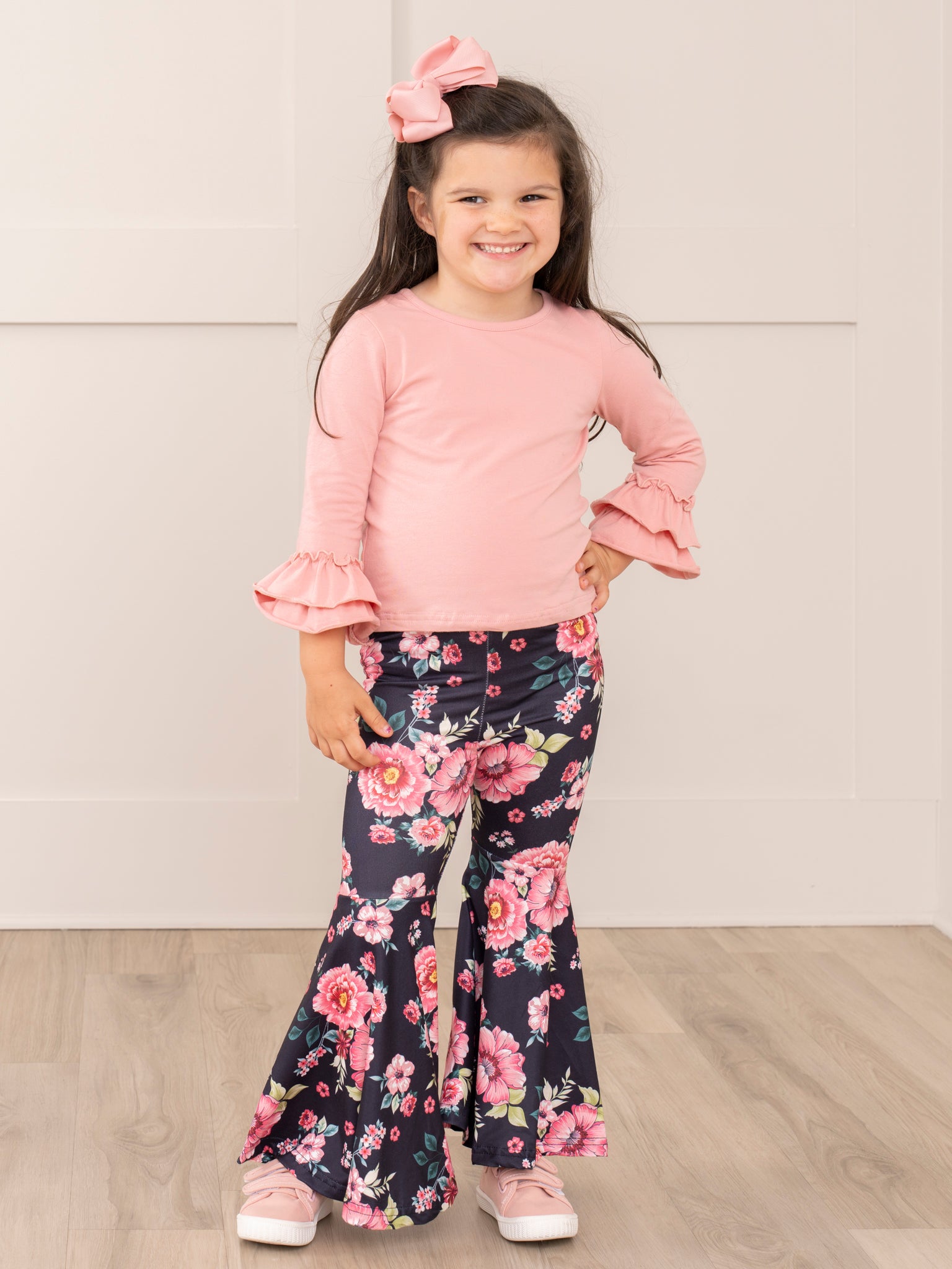Pink Garden Bell Bottoms 3 Piece Set - Marie Nicole Clothing