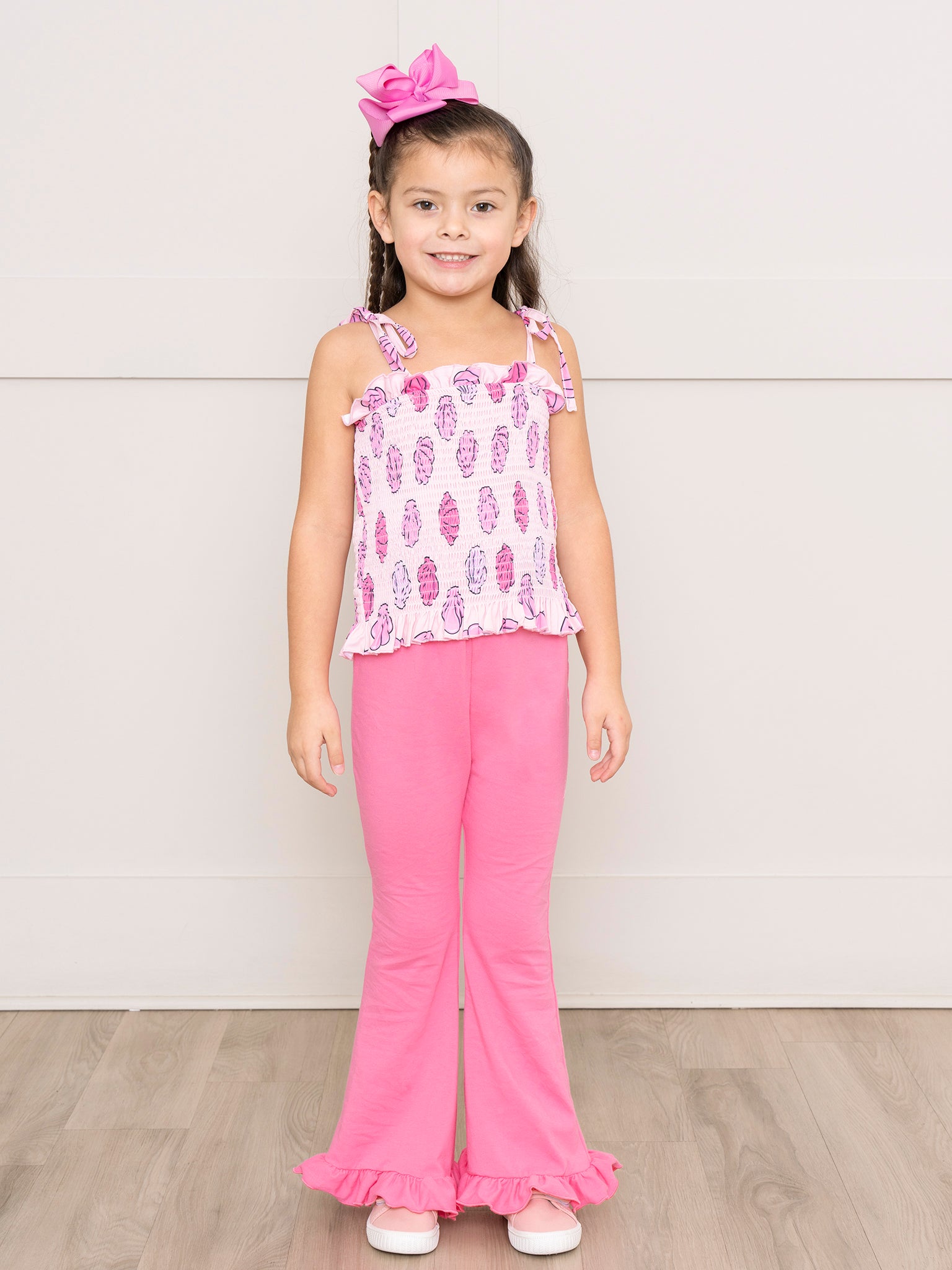Pink Smocked Seashells Ruffle Outfit - Marie Nicole Clothing