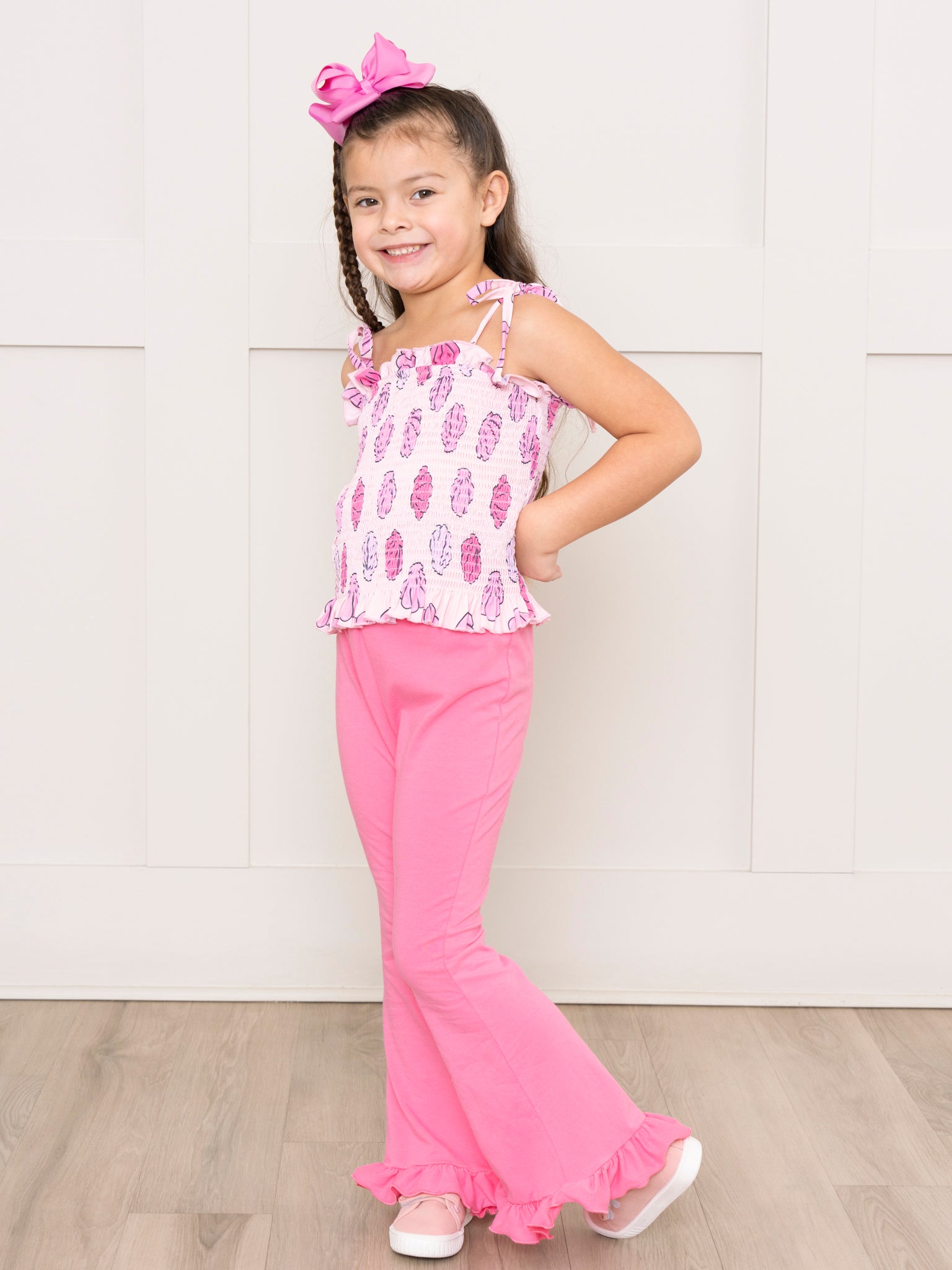 Pink Smocked Seashells Ruffle Outfit - Marie Nicole Clothing