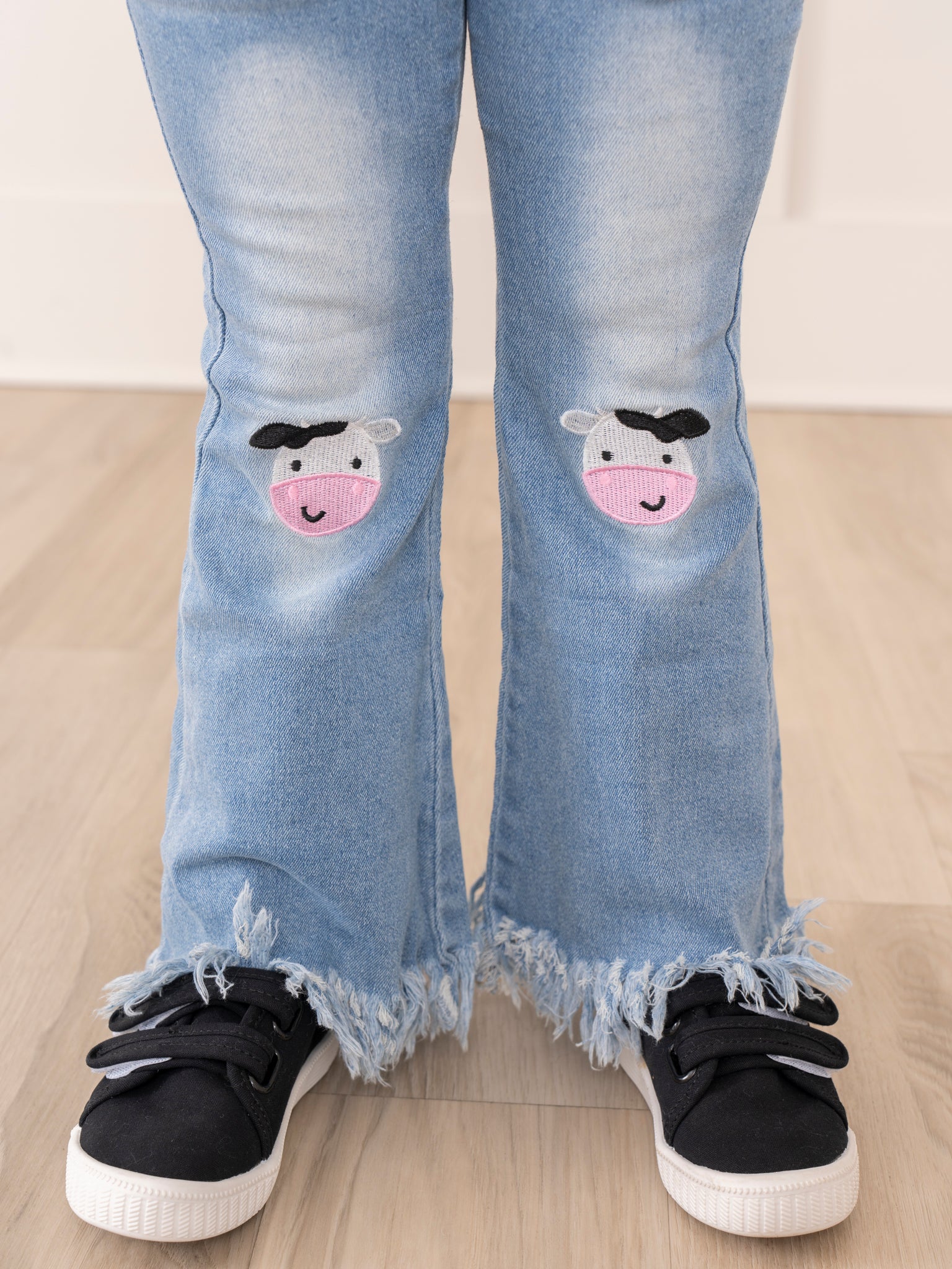 Brown Gingham Cow Denim Outfit - Marie Nicole Clothing