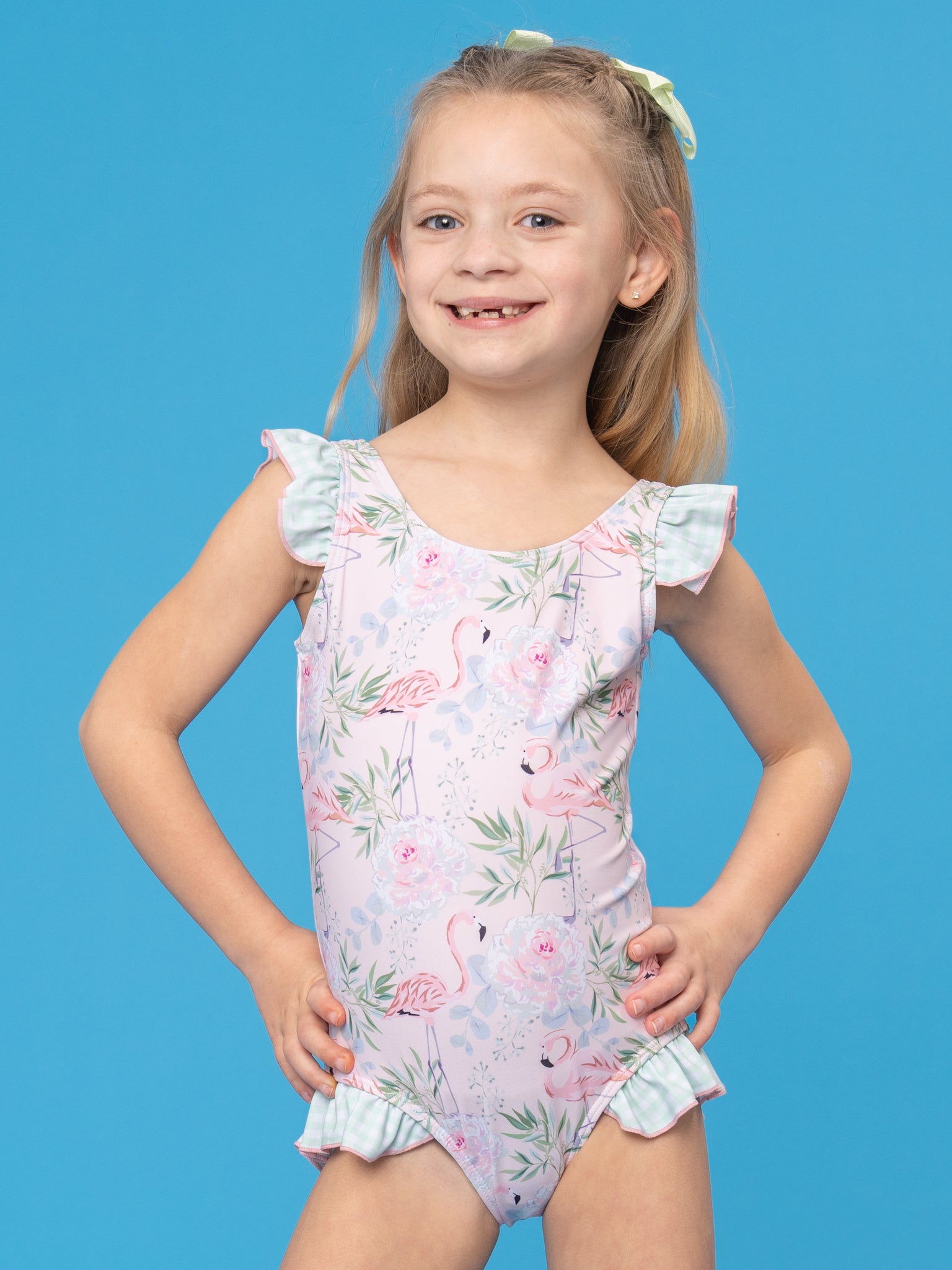 Flamingo Leaf Ruffle Swimsuit - Marie Nicole Clothing