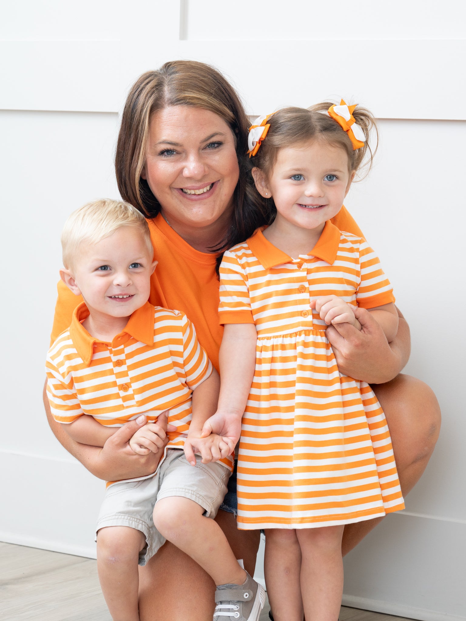 Orange & White Striped Polo Dress - Marie Nicole Clothing