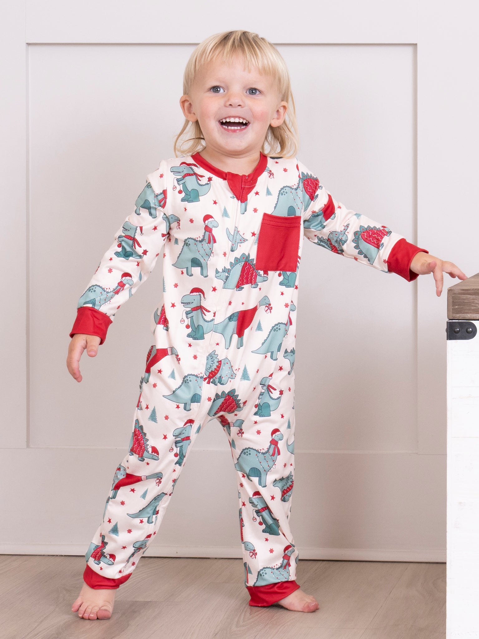 Dinosaur Dreams Christmas Sleeper Pajamas - Marie Nicole Clothing
