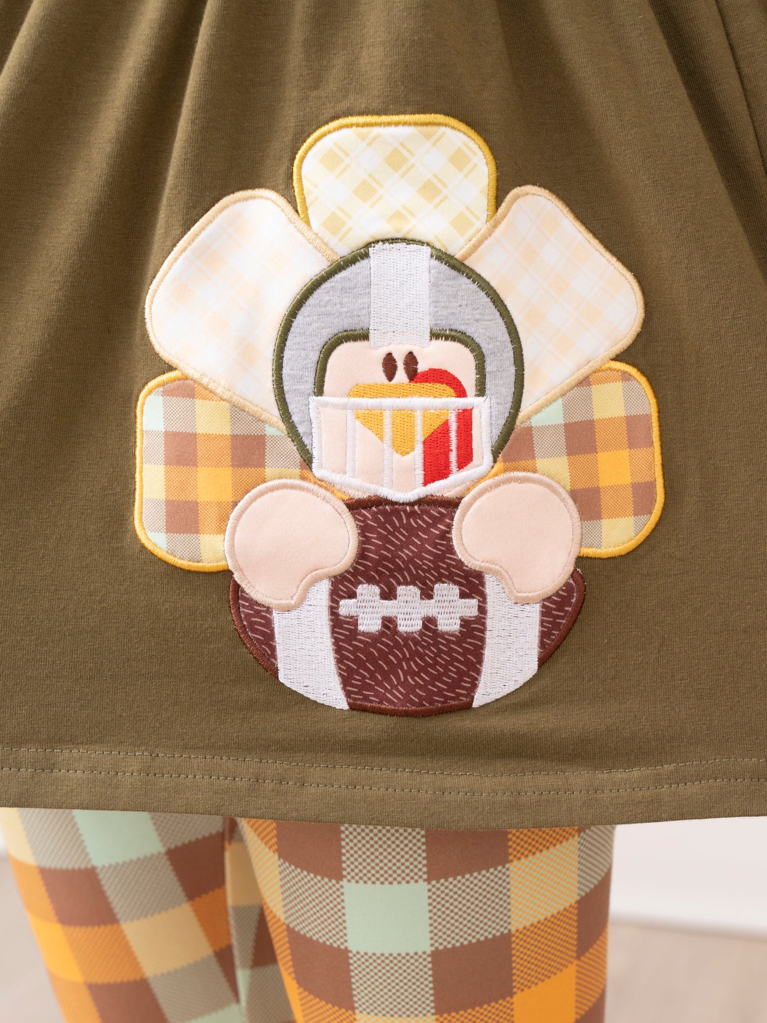 Olive Embroidered Turkey Ruffle Outfit - Marie Nicole Clothing