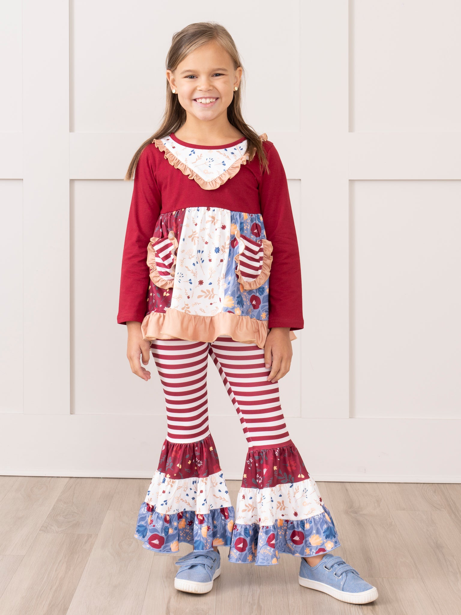 Pocket Flara Bells Outfit - Maroon - Marie Nicole Clothing