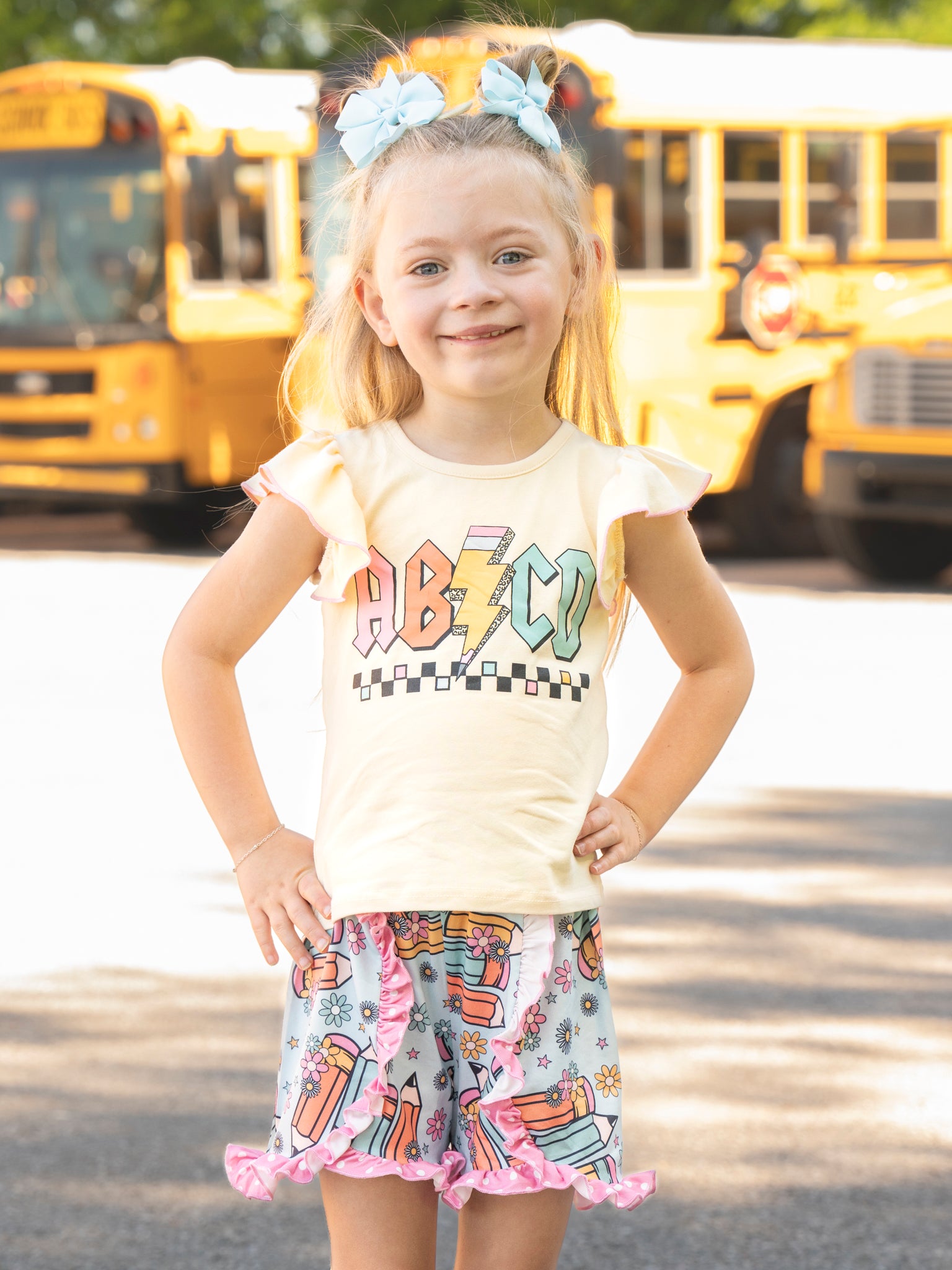 "ABCD" Highway to School Ruffle Outfit - Marie Nicole Clothing