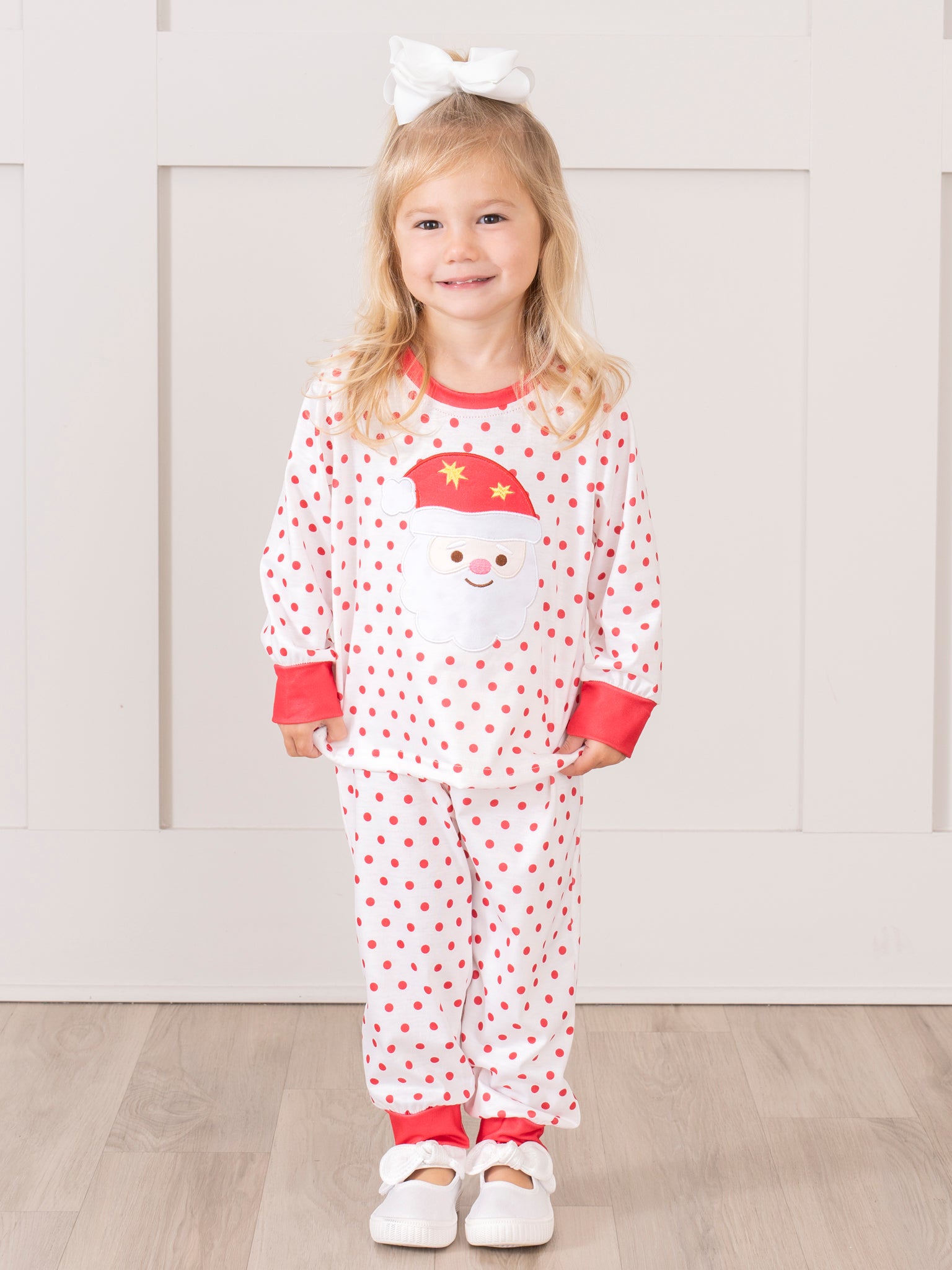 Red Dots Embroidered Santa Pajamas - Marie Nicole Clothing