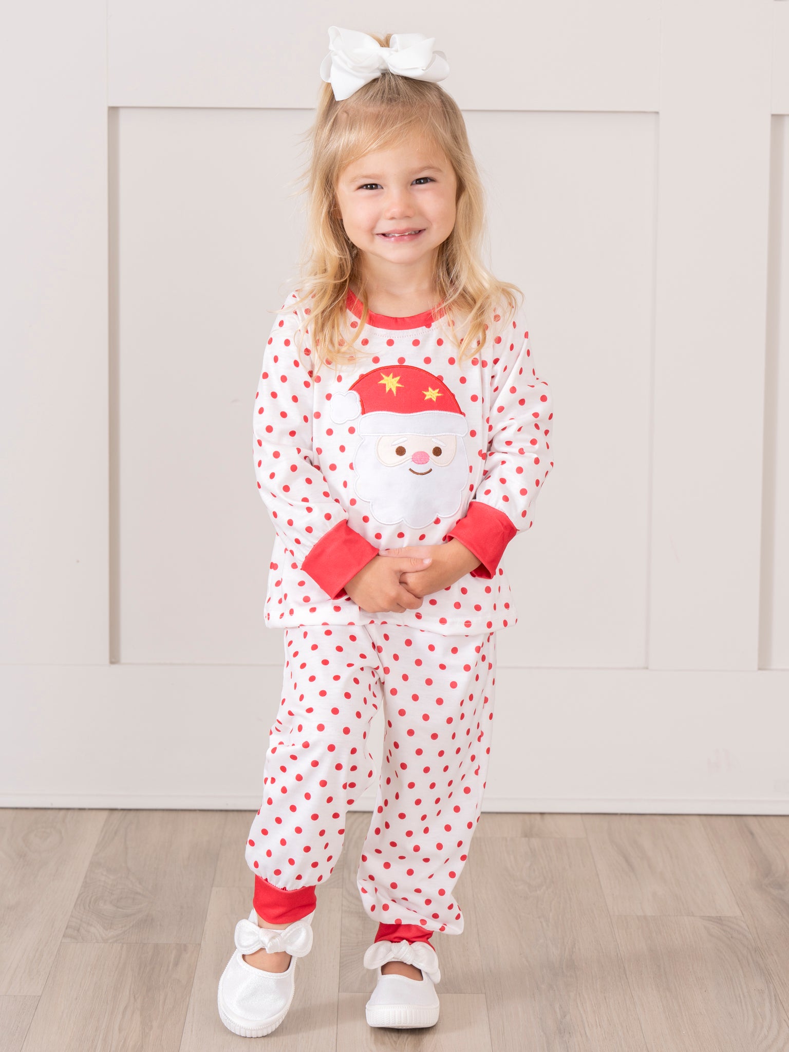 Red Dots Embroidered Santa Pajamas - Marie Nicole Clothing
