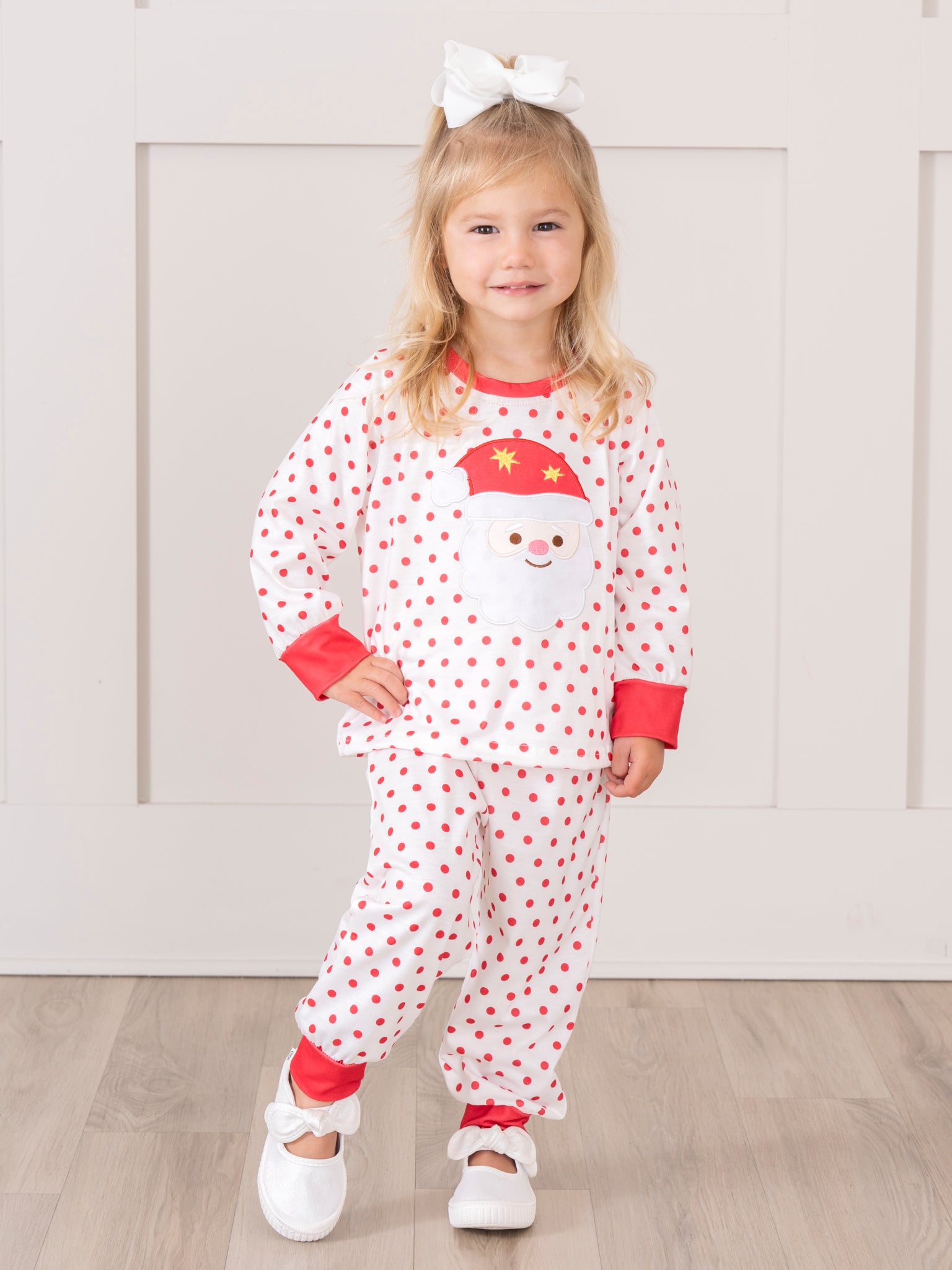 Red Dots Embroidered Santa Pajamas - Marie Nicole Clothing