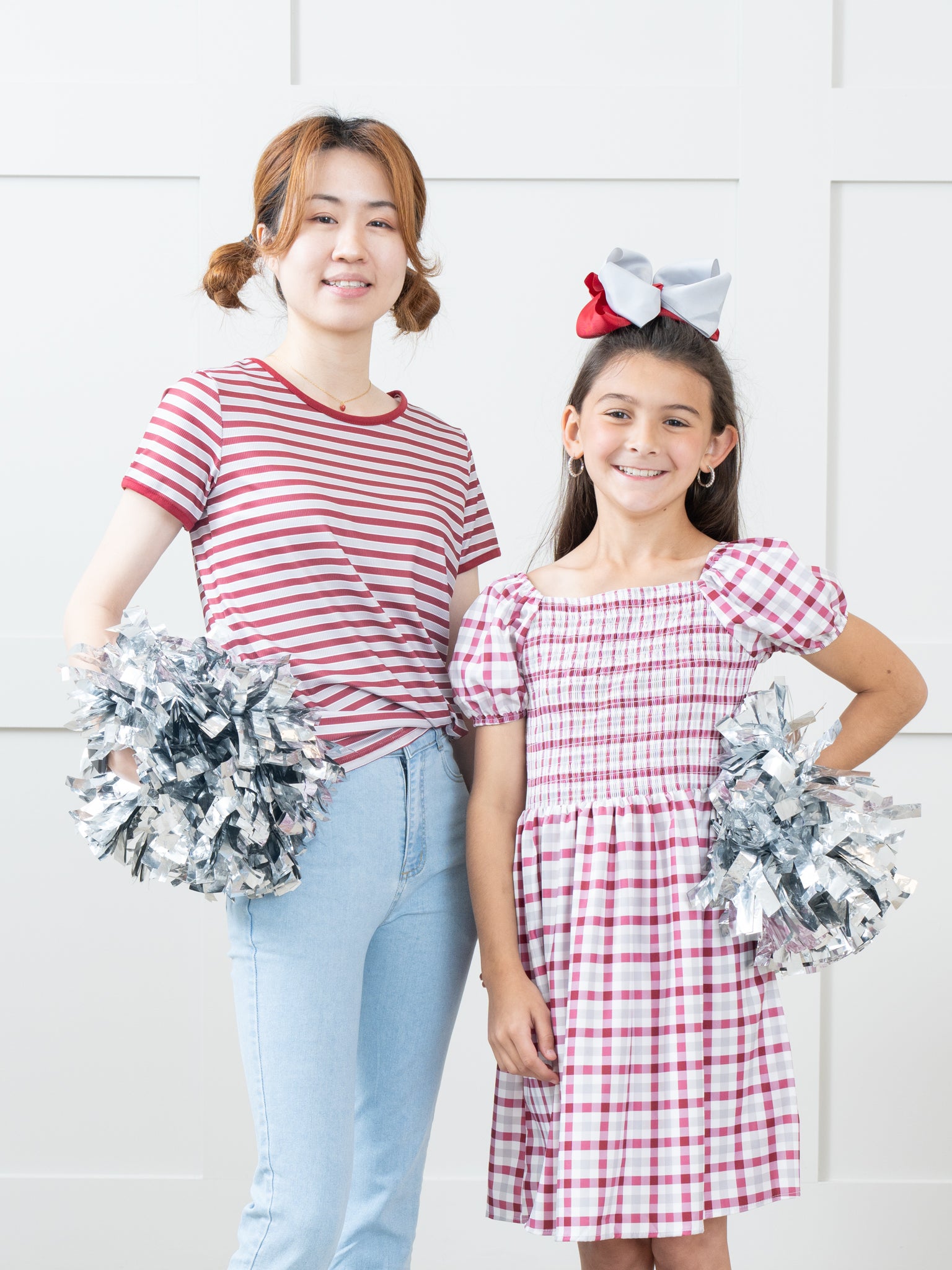 Pre - Teen Crimson & Grey Striped Shirt - Marie Nicole Clothing