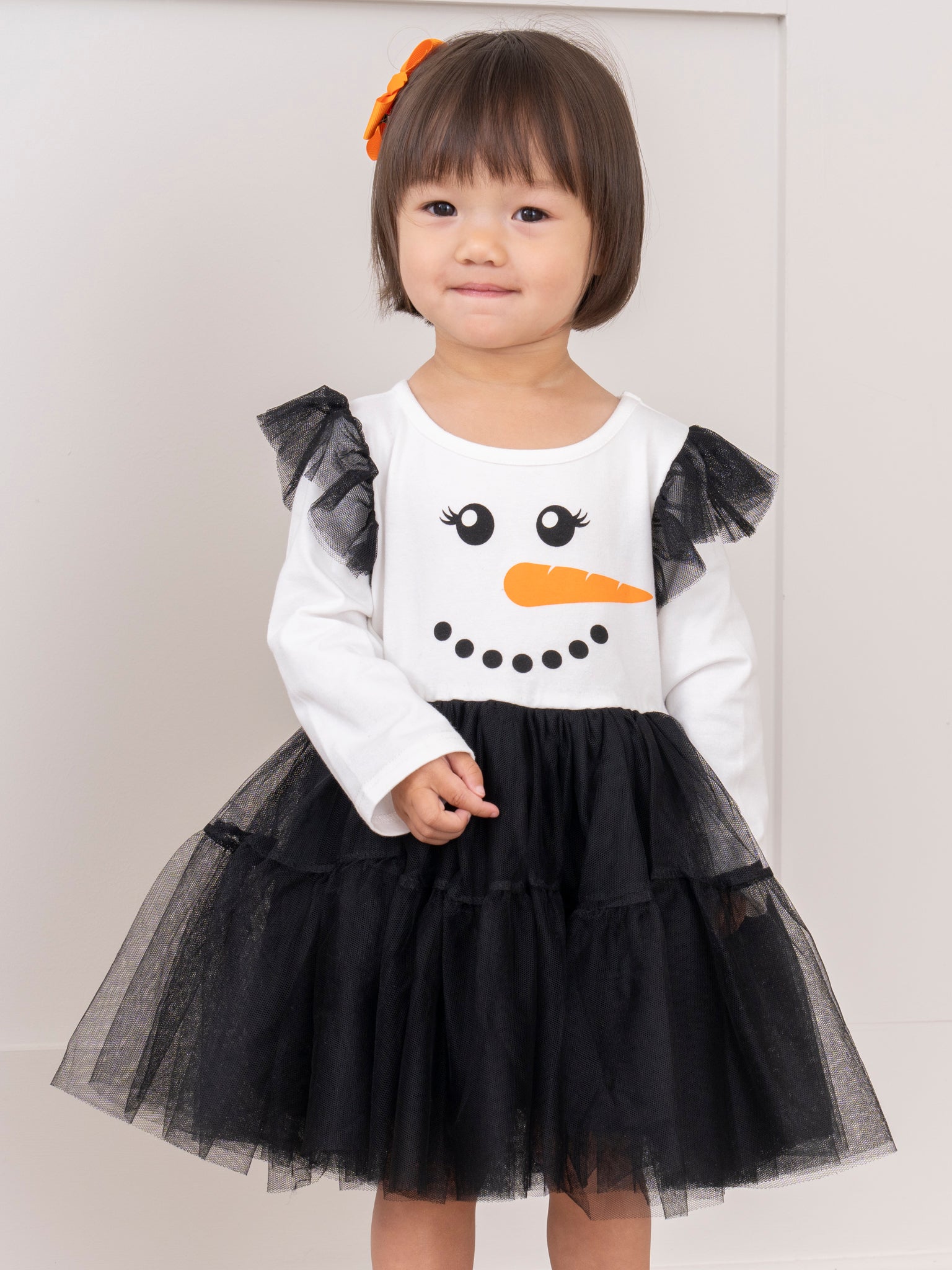 Black & White Snowman Tulle Dress - Marie Nicole Clothing