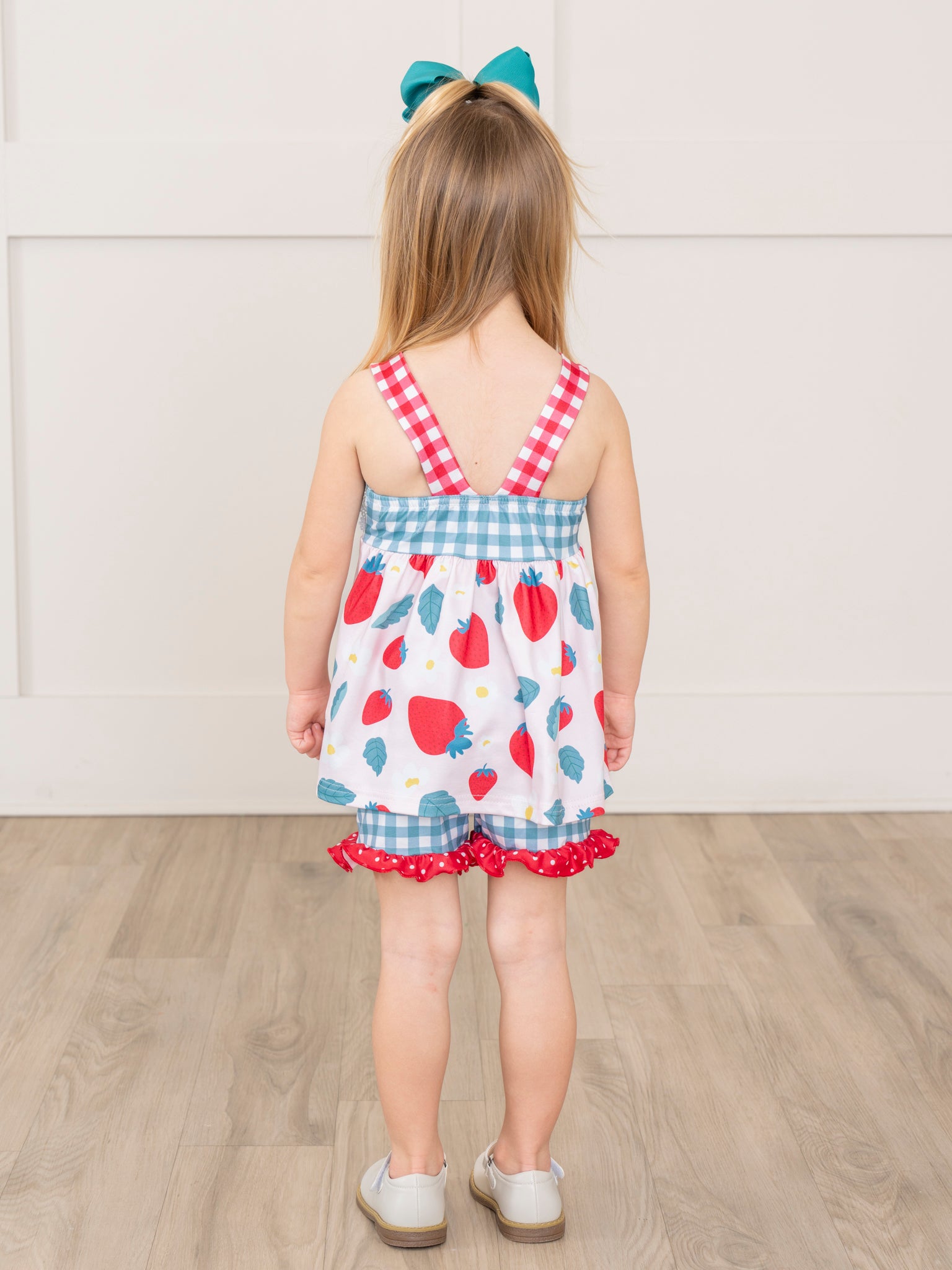 Gingham Strawberry Ruffle Outfit - Marie Nicole Clothing
