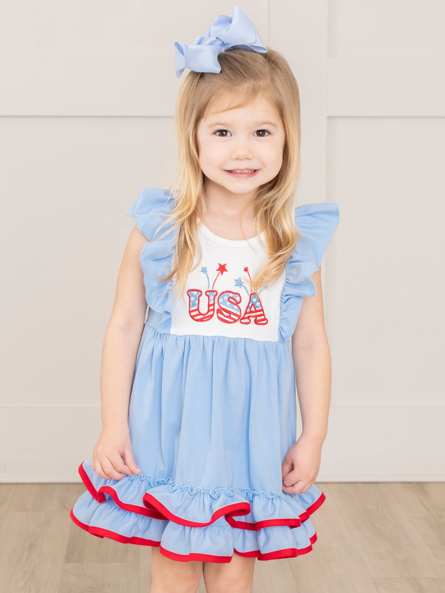 USA Sparklers Ruffle Dress - Marie Nicole Clothing