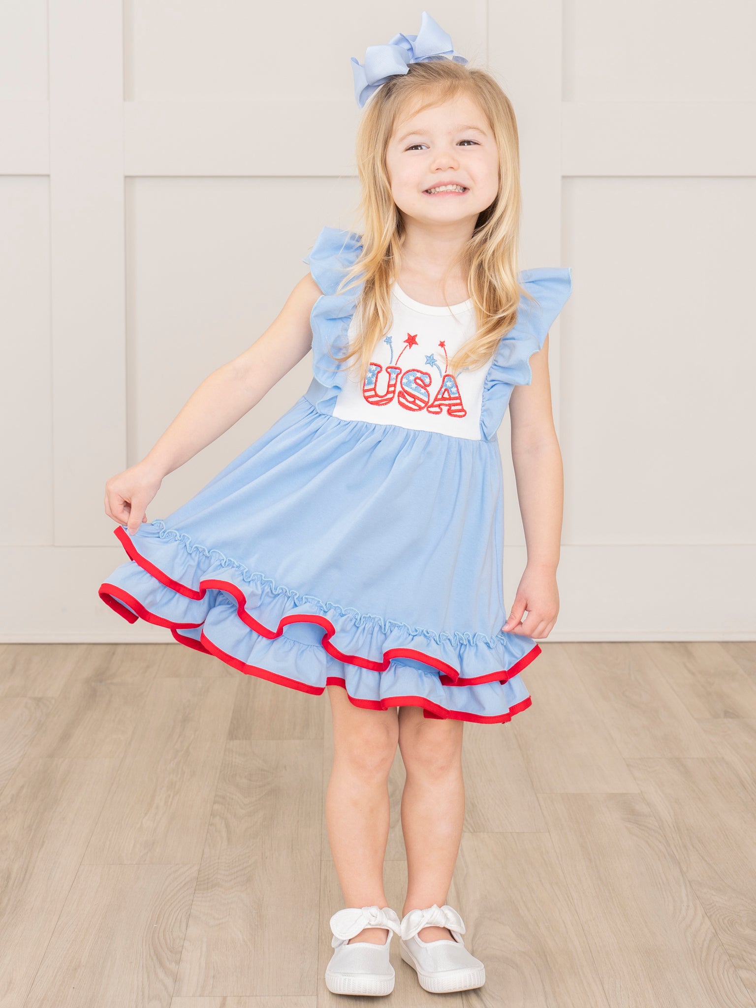 USA Sparklers Ruffle Dress - Marie Nicole Clothing