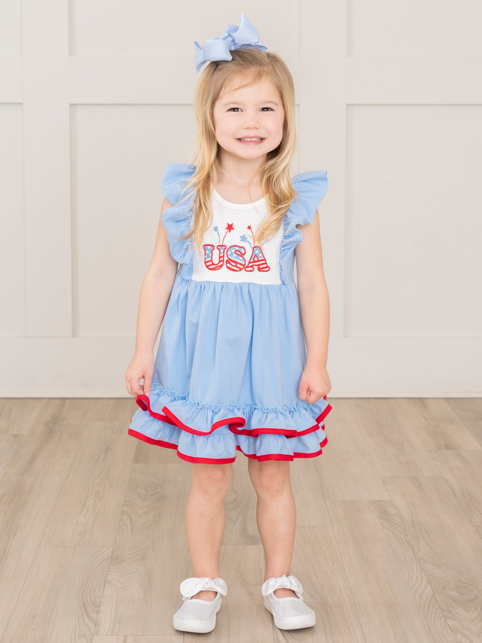 USA Sparklers Ruffle Dress - Marie Nicole Clothing