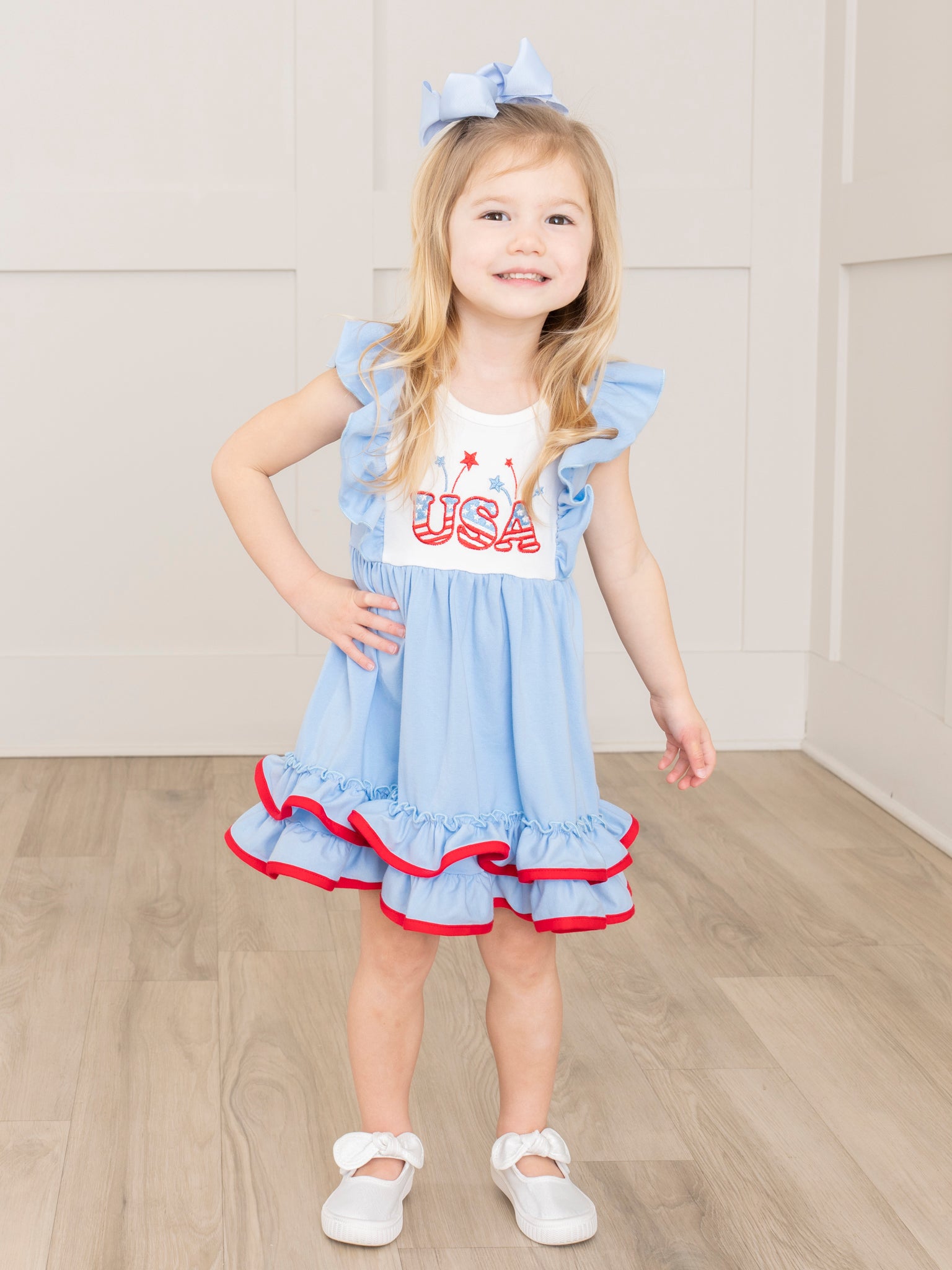 USA Sparklers Ruffle Dress - Marie Nicole Clothing