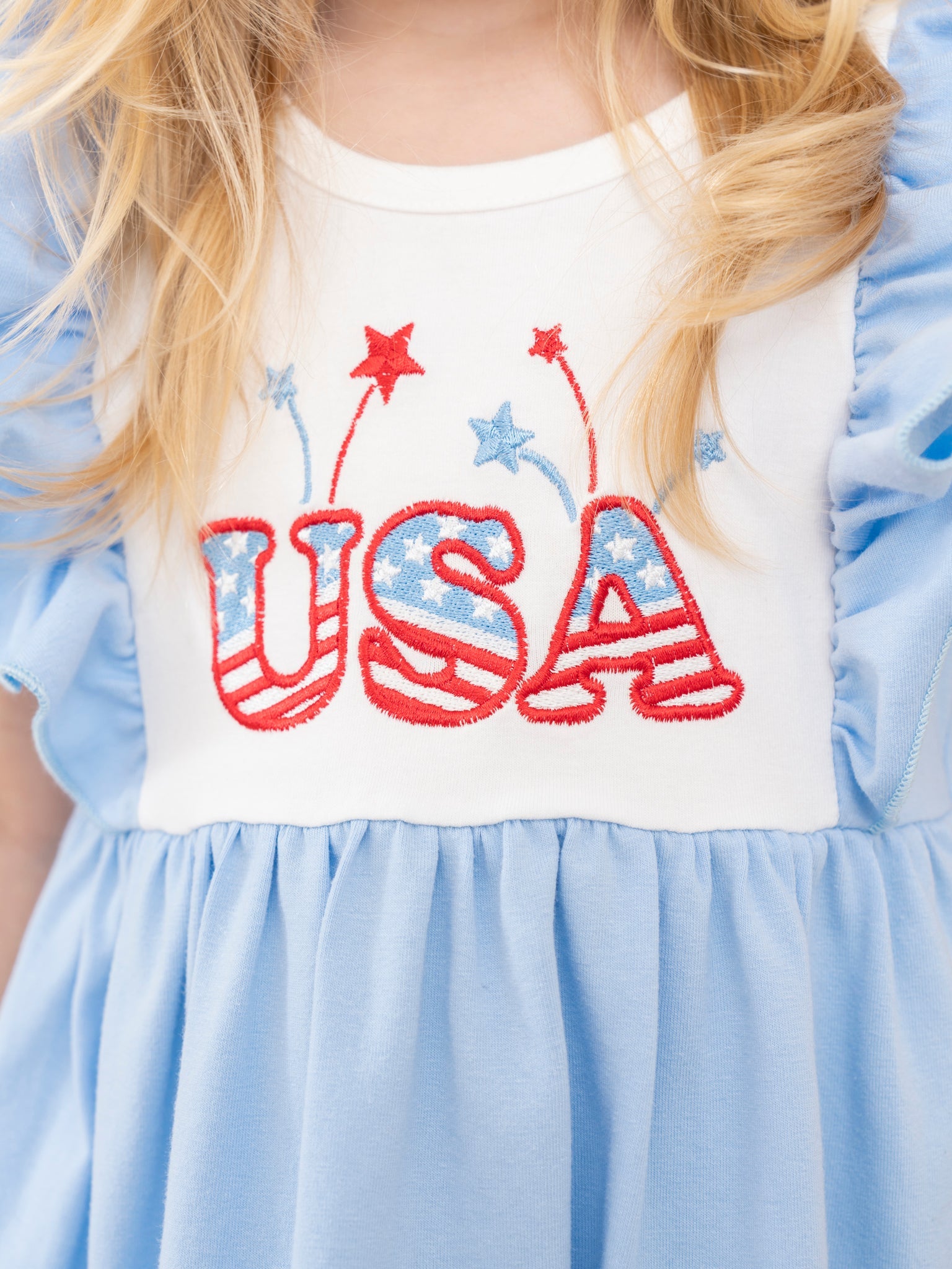 USA Sparklers Ruffle Dress - Marie Nicole Clothing