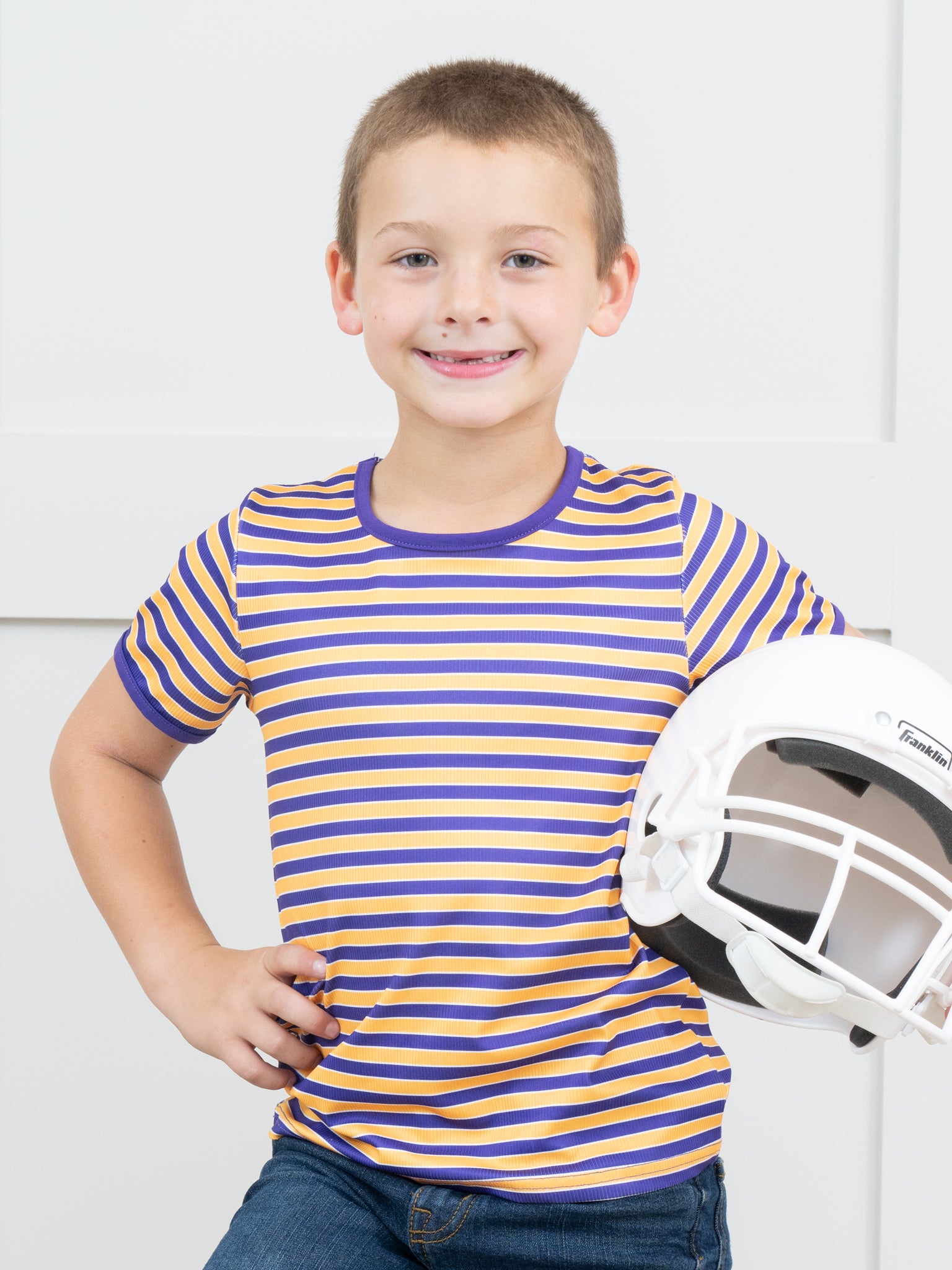 Pre - Teen Purple & Gold Striped Shirt - Marie Nicole Clothing