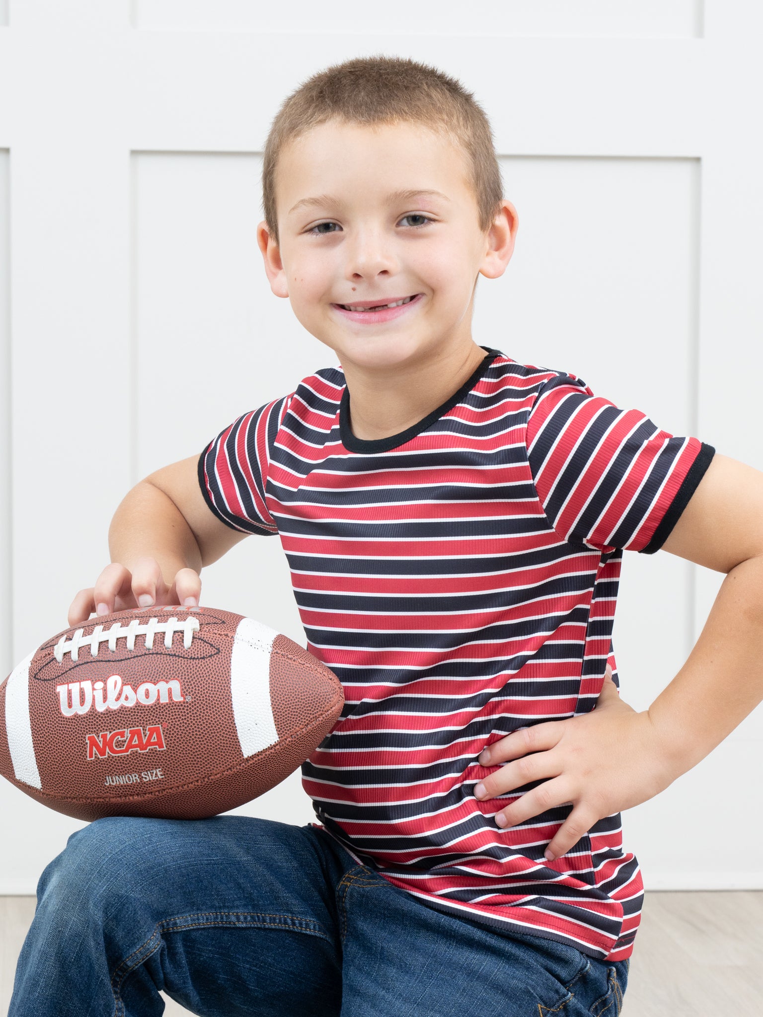 Pre - Teen Red & Black Striped Shirt - Marie Nicole Clothing