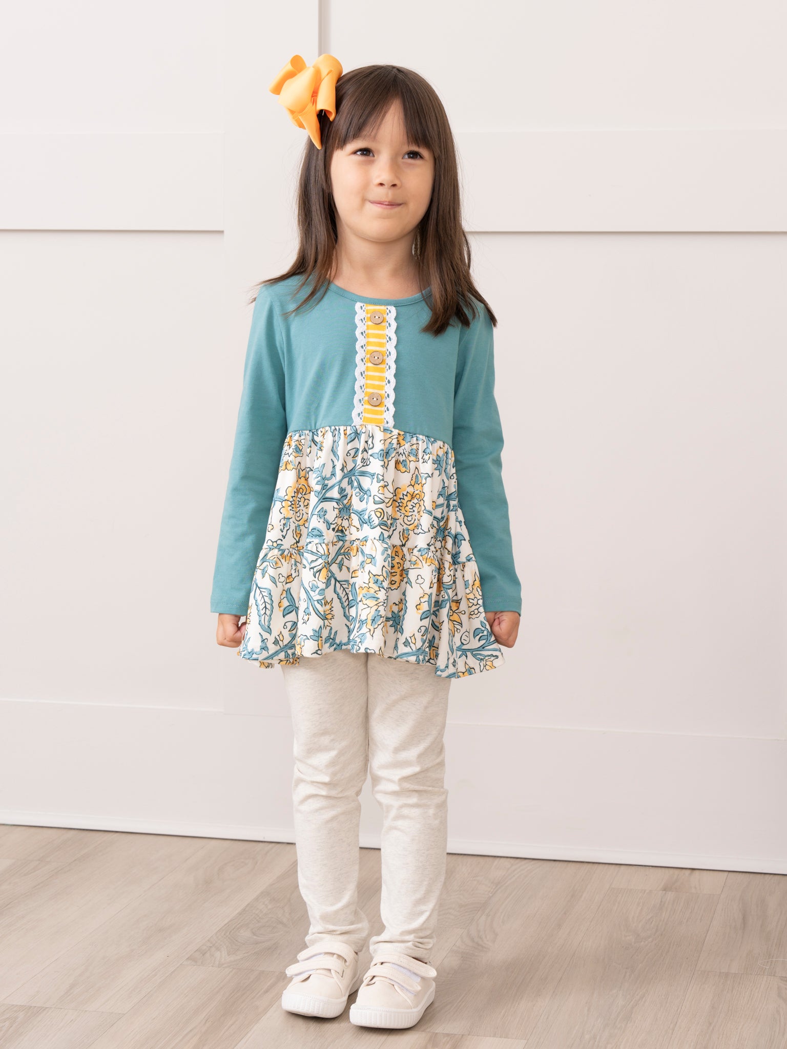 Turquoise Vintage Garden Ruffle Outfit - Marie Nicole Clothing