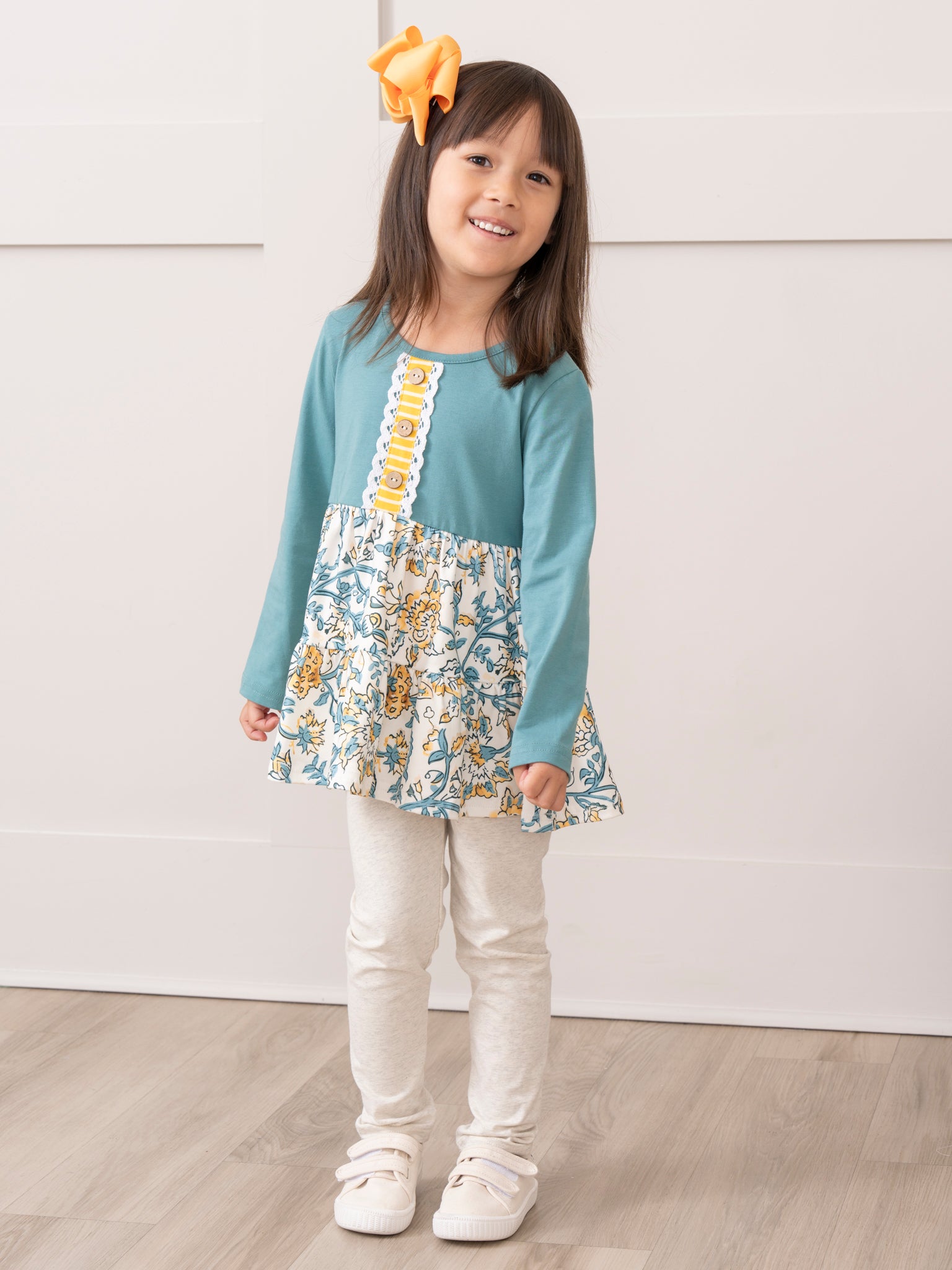 Turquoise Vintage Garden Ruffle Outfit - Marie Nicole Clothing