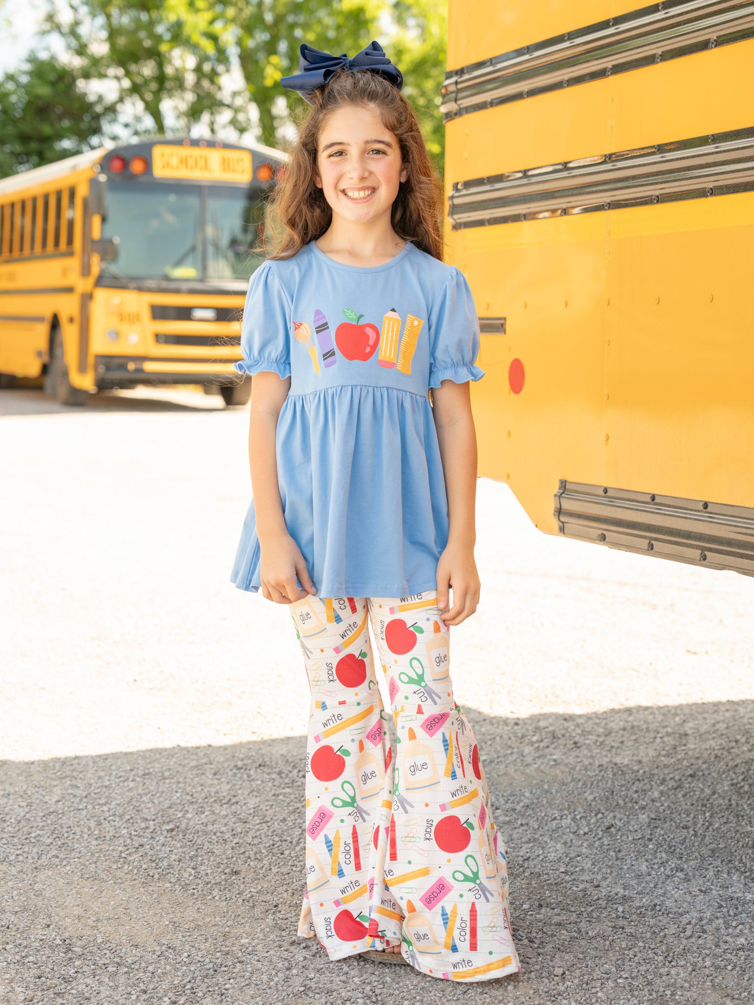 Blue School Supplies Bell Bottom Outfit - Marie Nicole Clothing