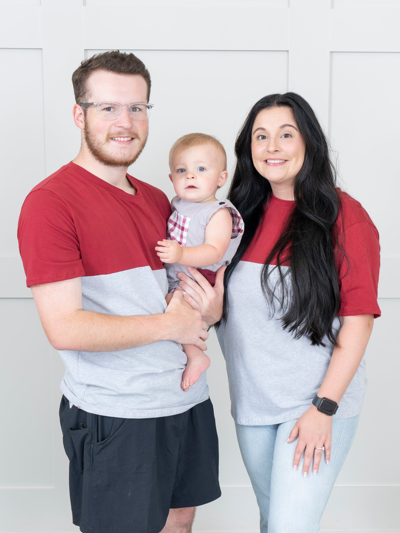 Unisex Crimson & Grey Color Block Shirt - Marie Nicole Clothing