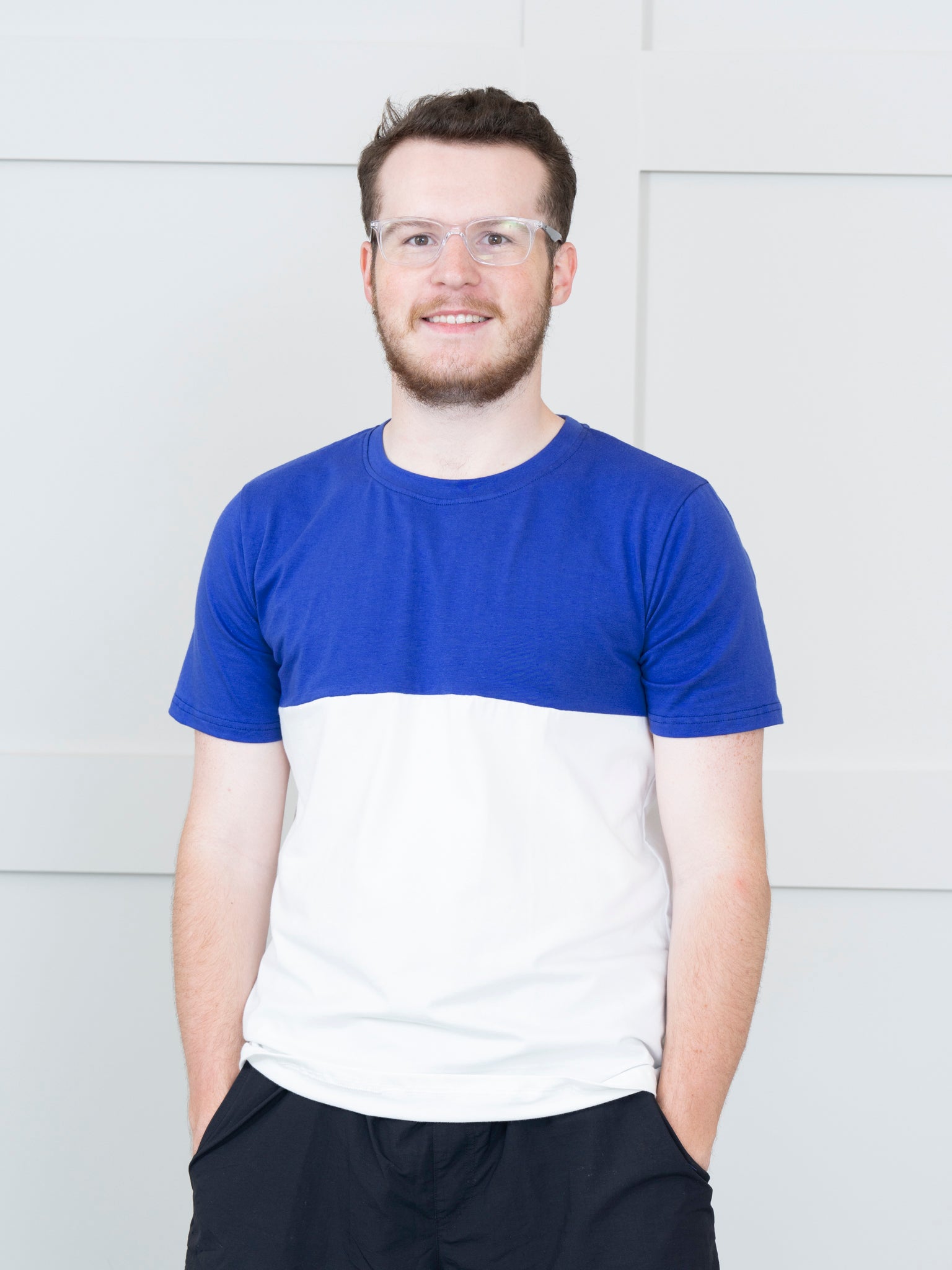Unisex Blue & White Color Block Shirt - Marie Nicole Clothing