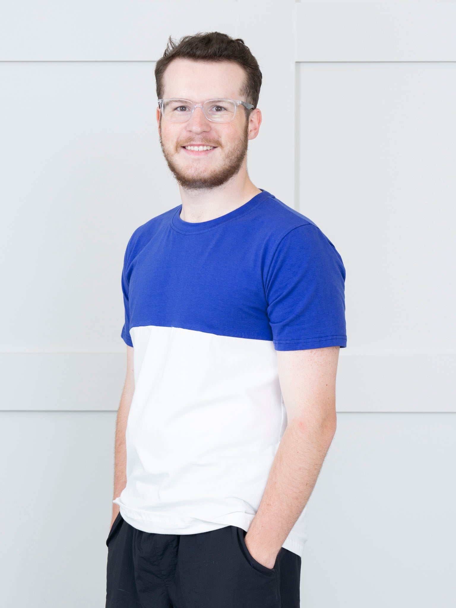 Unisex Blue & White Color Block Shirt - Marie Nicole Clothing
