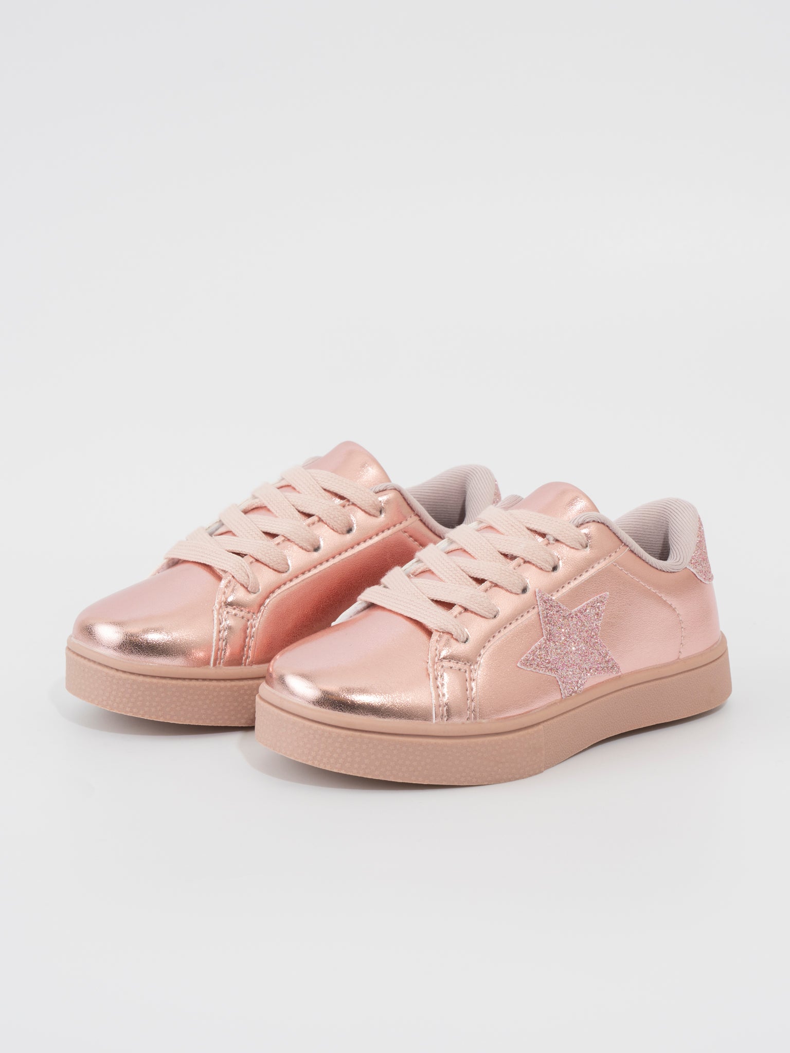 Girls' Sparkle Star Sneaker - Metallic Pink - Marie Nicole Clothing