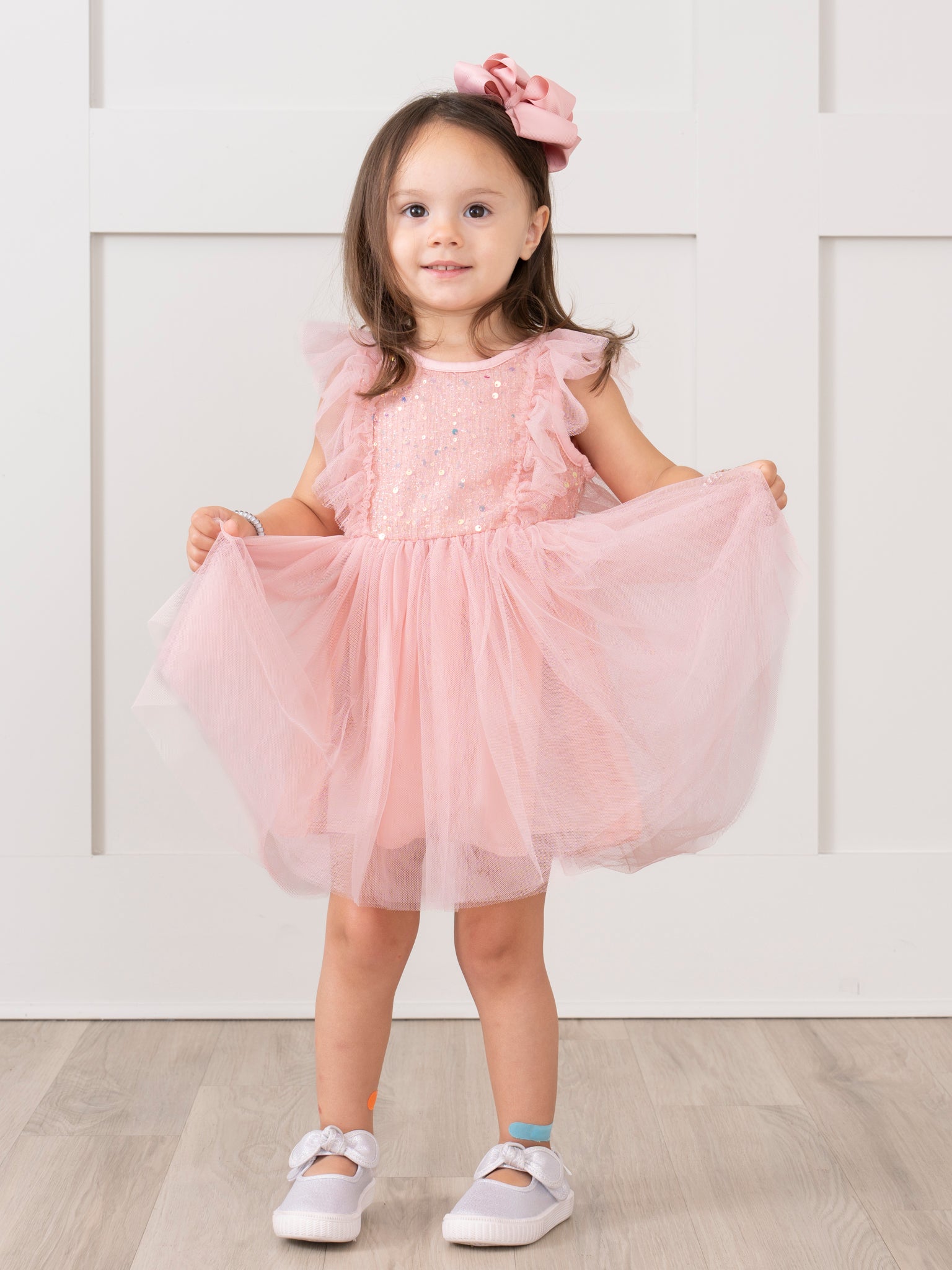 Peach Flutter Tulle Dress - Marie Nicole Clothing