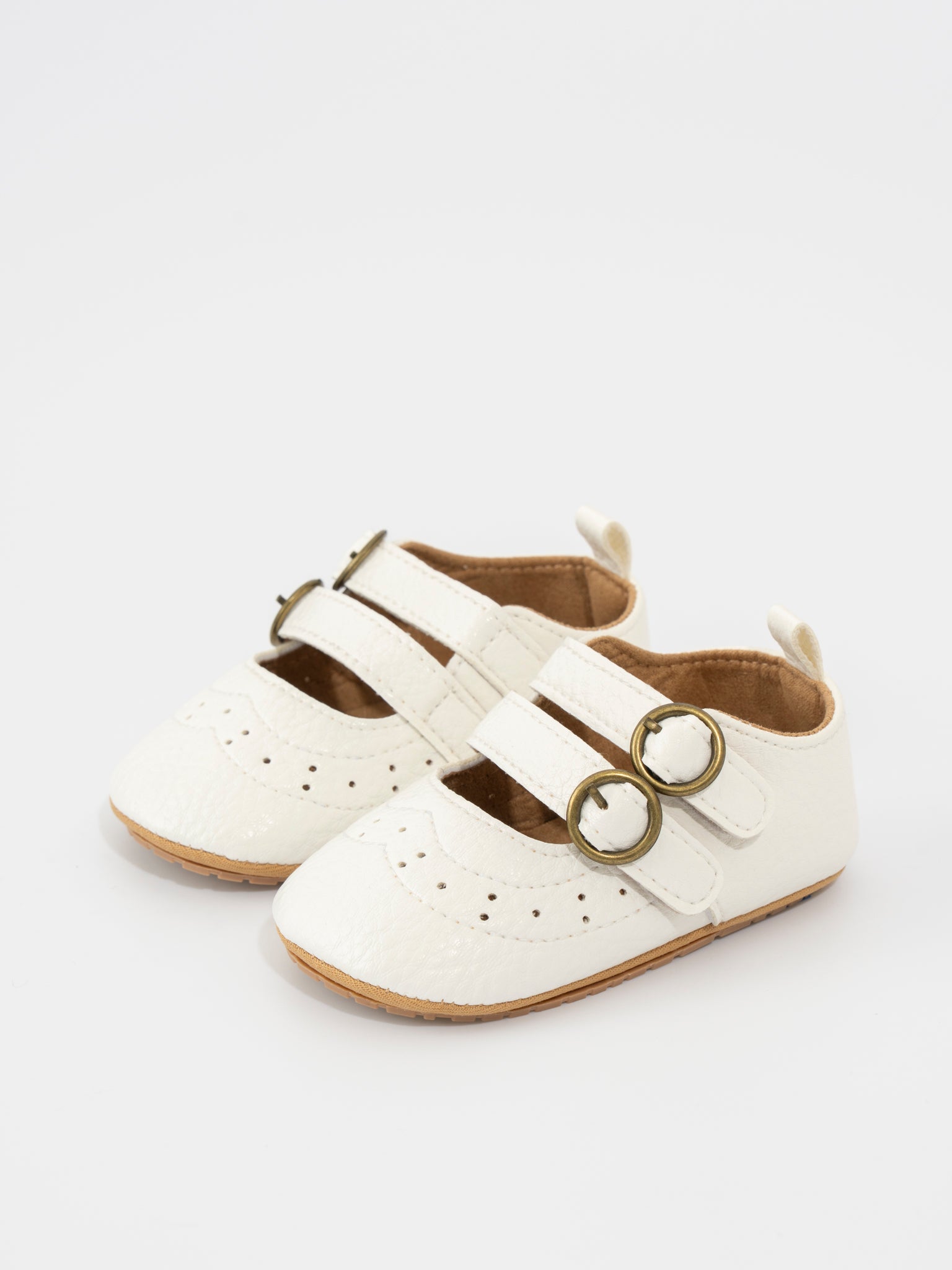 Double Buckle Mary Jane Baby Shoe White - Marie Nicole Clothing