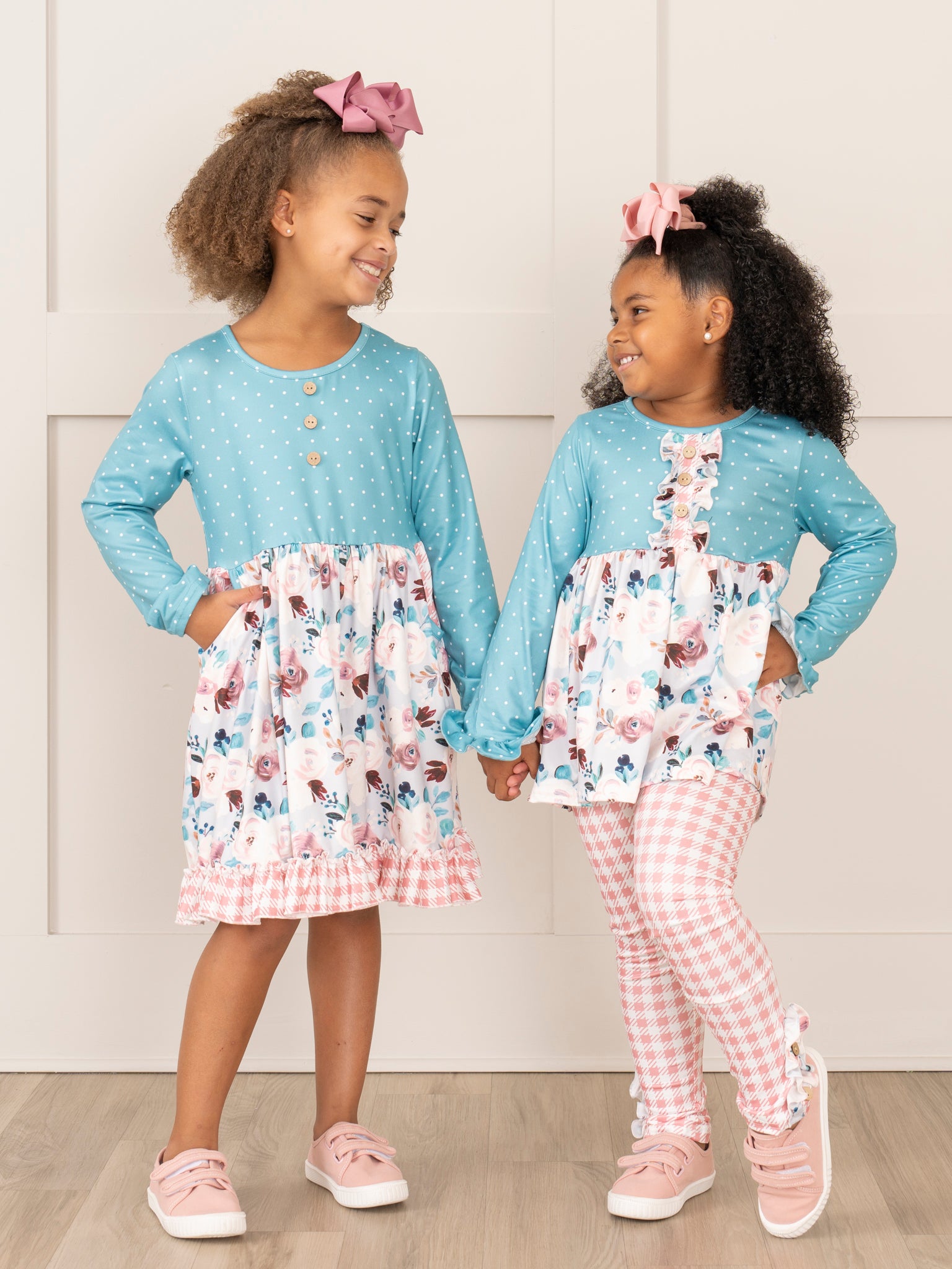 Turquoise Blossoms Ruffle Outfit - Marie Nicole Clothing