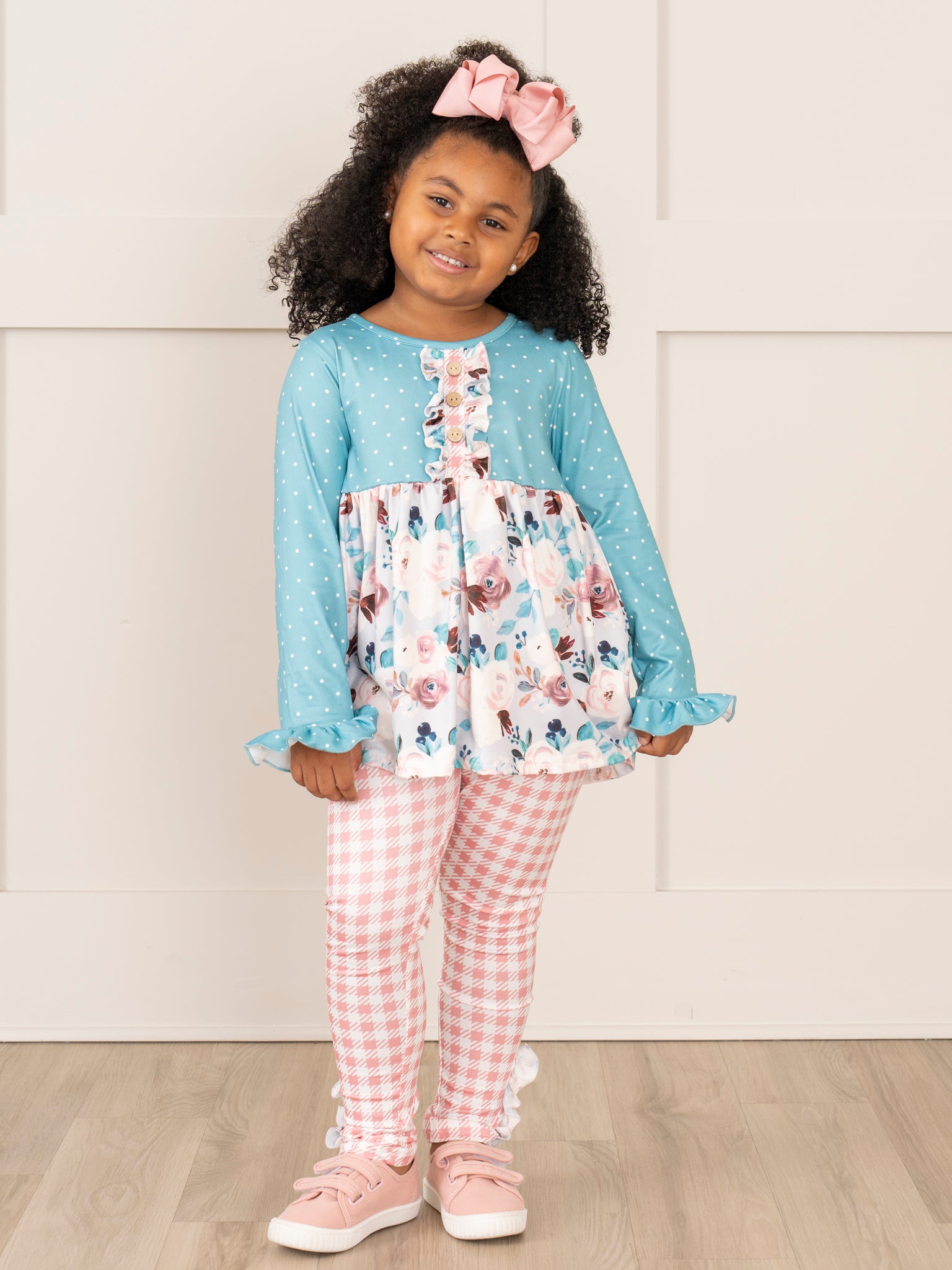 Turquoise Blossoms Ruffle Outfit - Marie Nicole Clothing