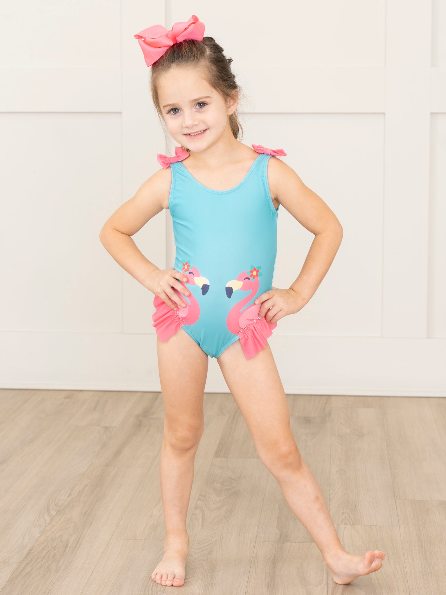 Flamingo Feathers Ruffle Swimsuit - Marie Nicole Clothing