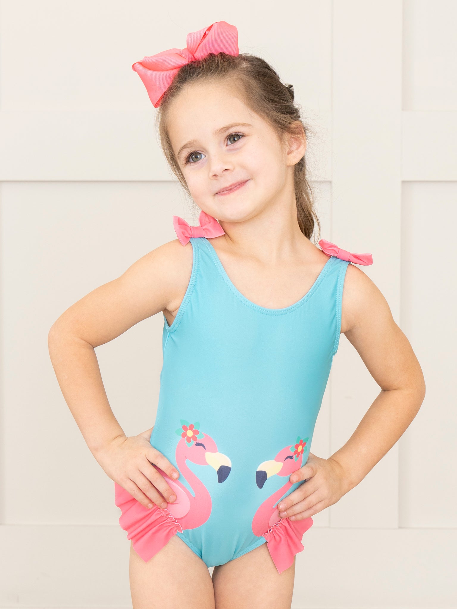 Flamingo Feathers Ruffle Swimsuit - Marie Nicole Clothing