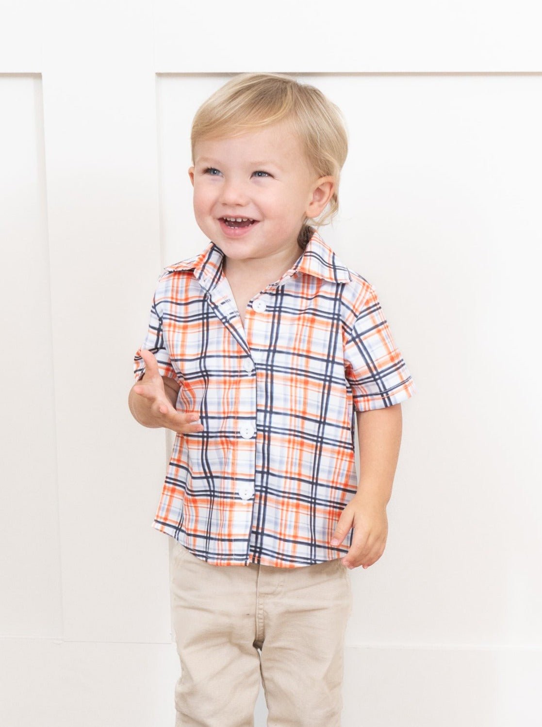 Orange Plaid Fall Top - Marie Nicole Clothing