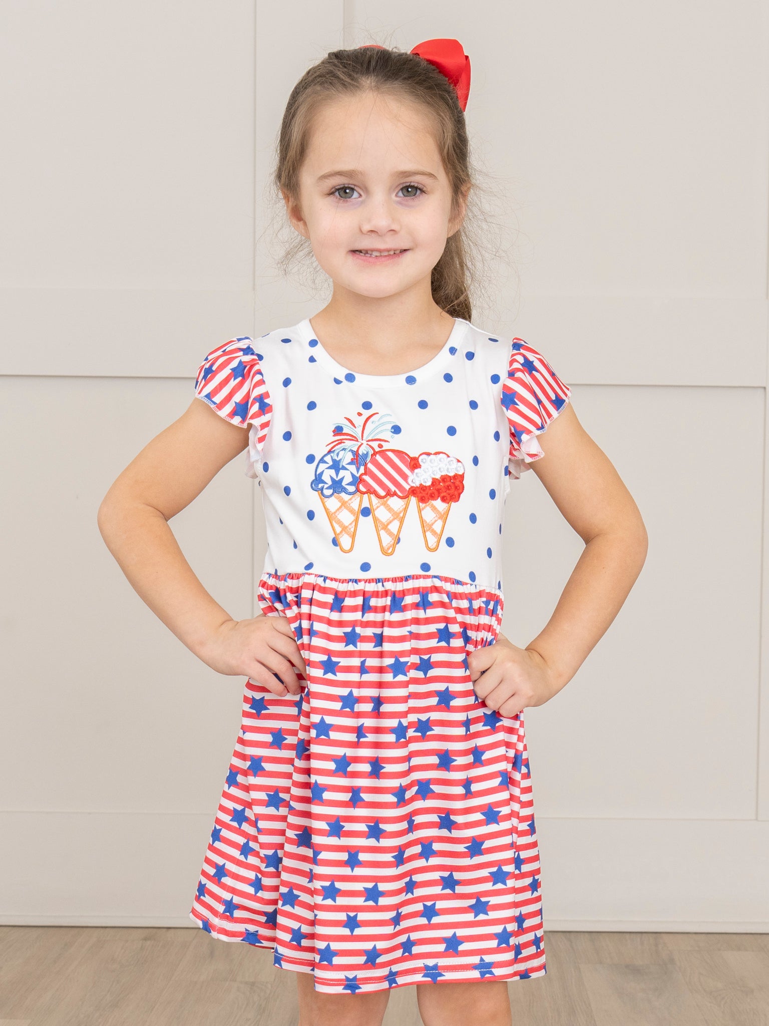 Stars & Stripes Ice Cream Ruffle Dress - Marie Nicole Clothing