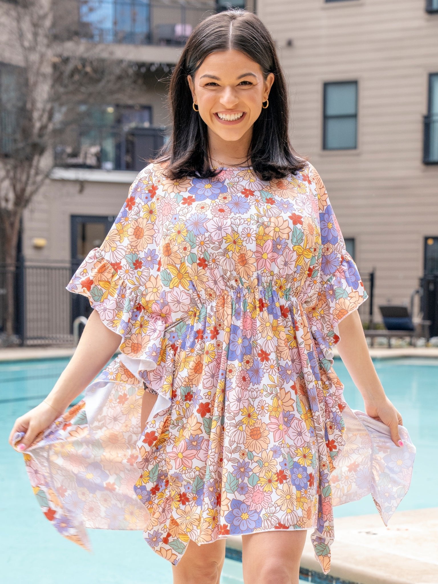 Mom & Me Purple Marigolds Swim Cover Up - Marie Nicole Clothing