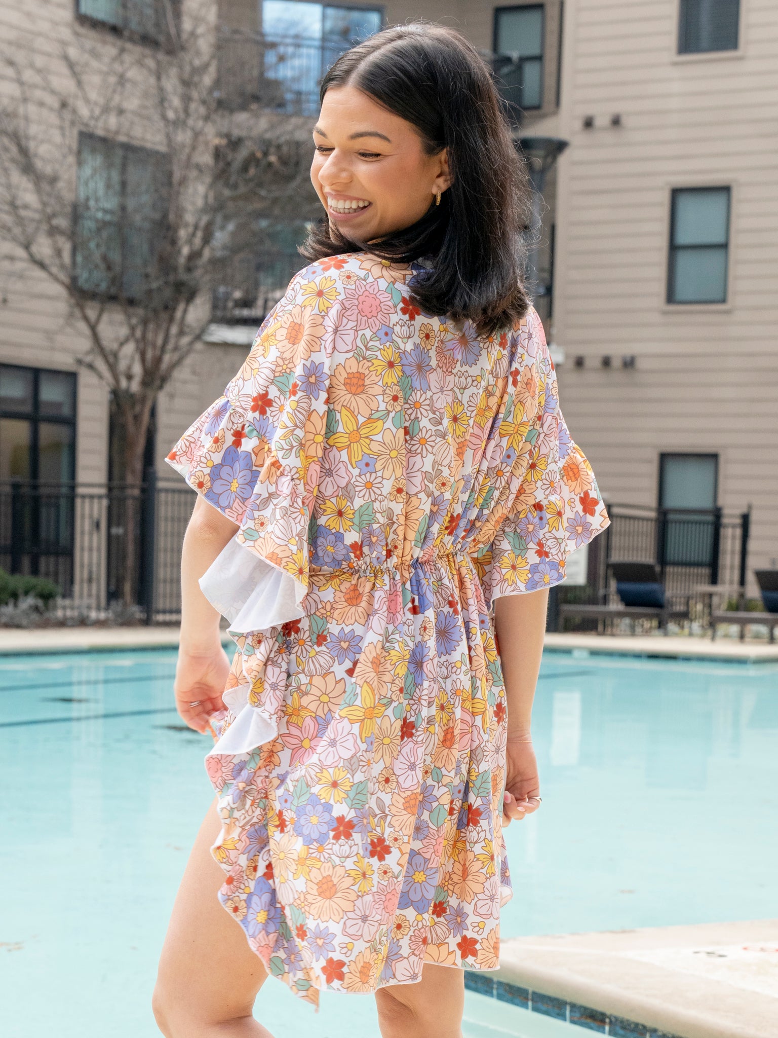 Mom & Me Purple Marigolds Swim Cover Up - Marie Nicole Clothing