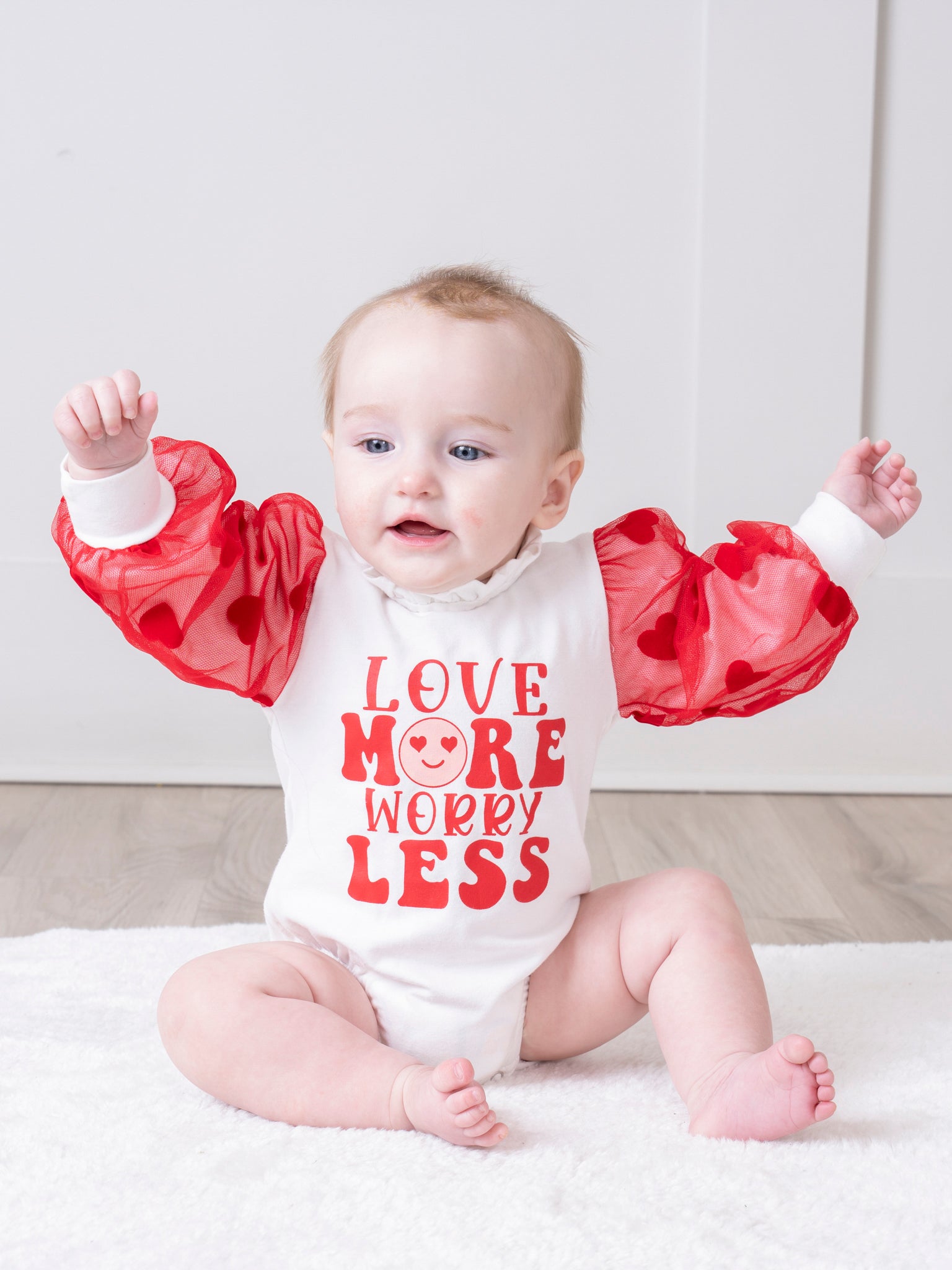 Red Dots "Love More Worry Less" Bubble Romper - Marie Nicole Clothing