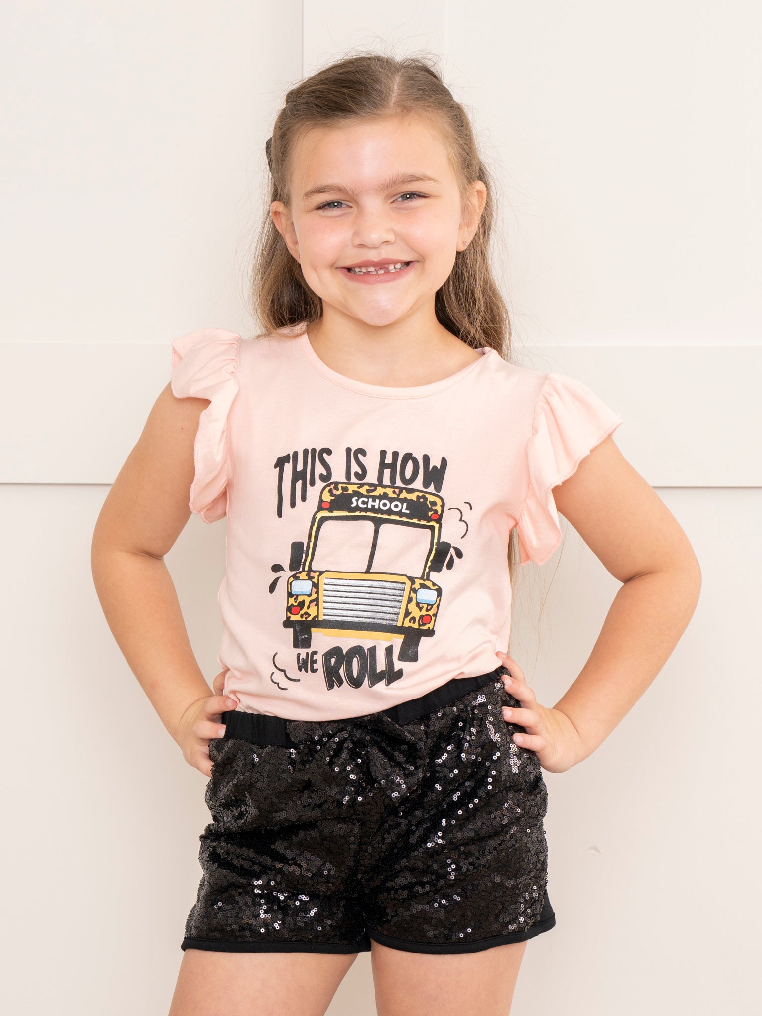 "How We Roll" Bus Ruffle Sequin Outfit - Marie Nicole Clothing