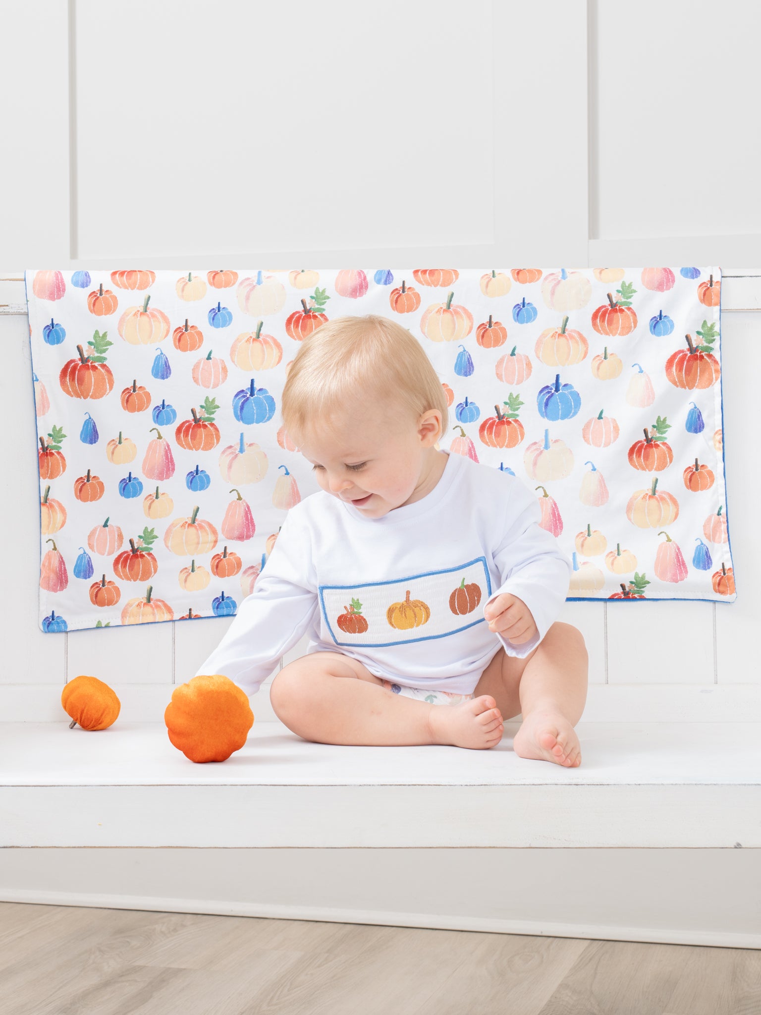 Party Pumpkins Blue Blanket - Marie Nicole Clothing