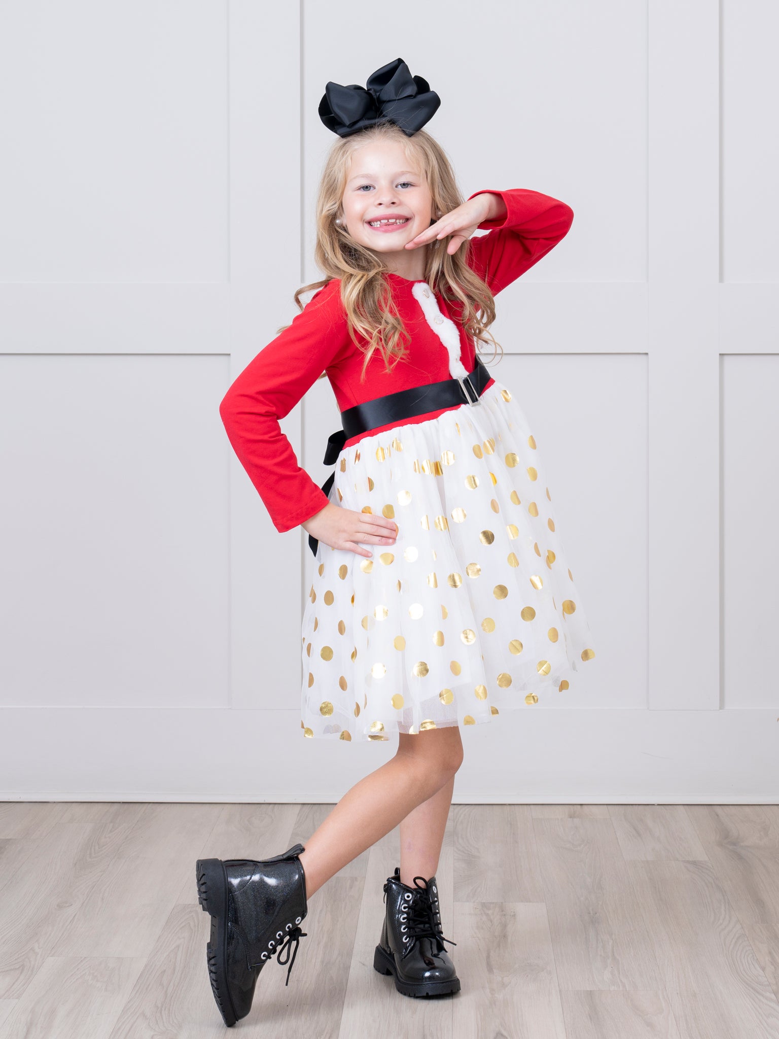 Red Little Miss Klaus Tulle Dress - Marie Nicole Clothing